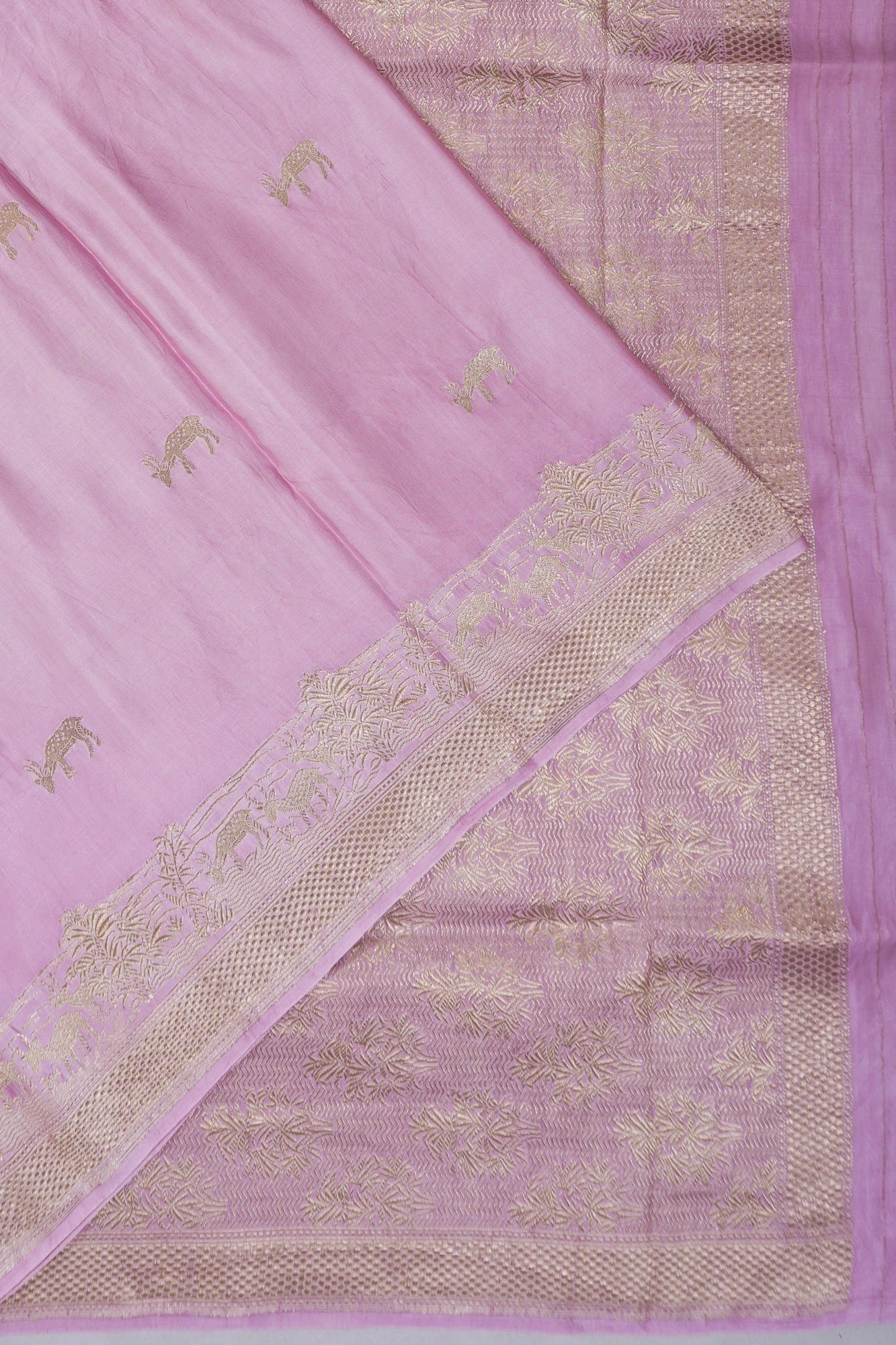 Banarasi Satin Butta Baby Pink Saree
