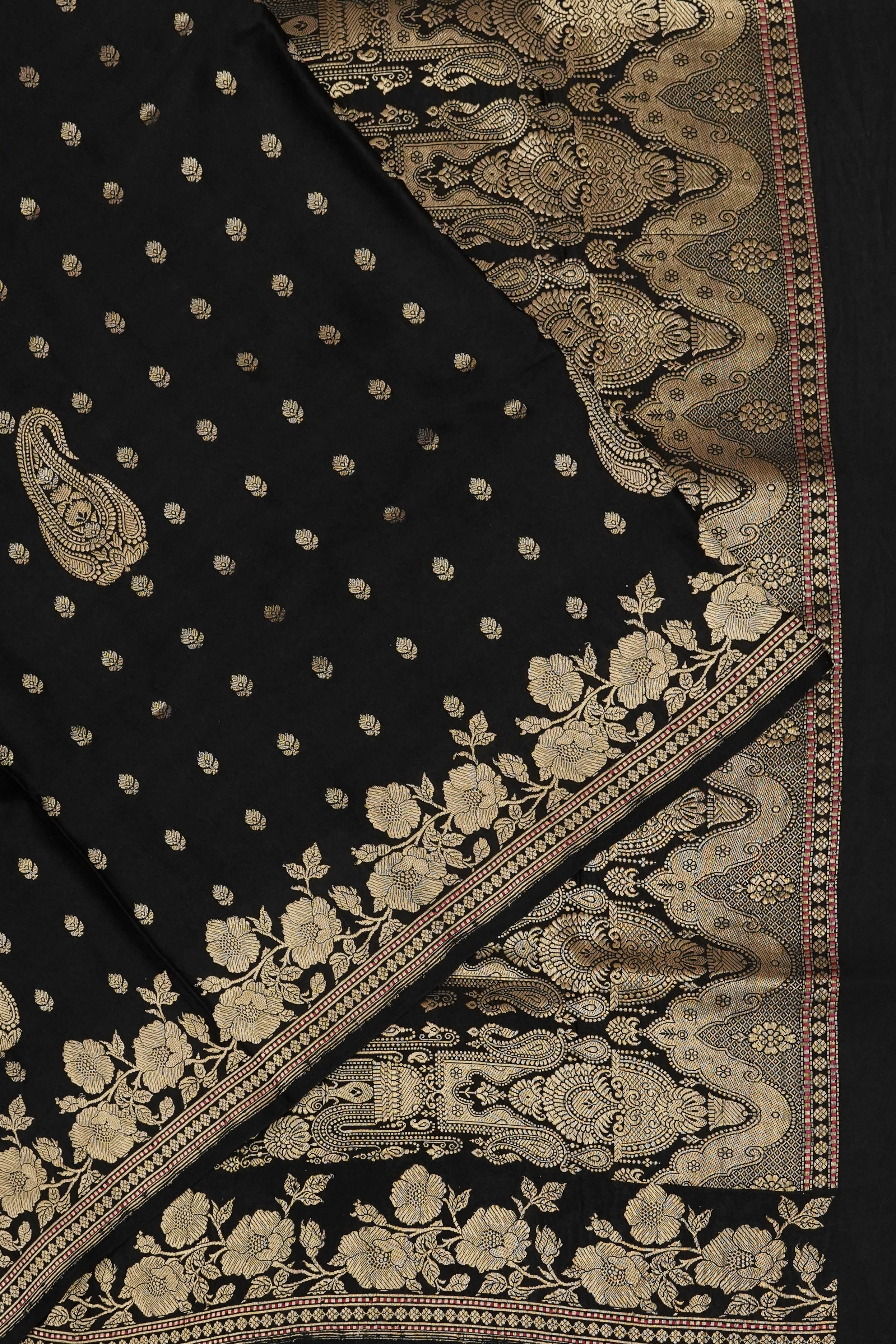 Banarasi Satin Brocade Black Saree