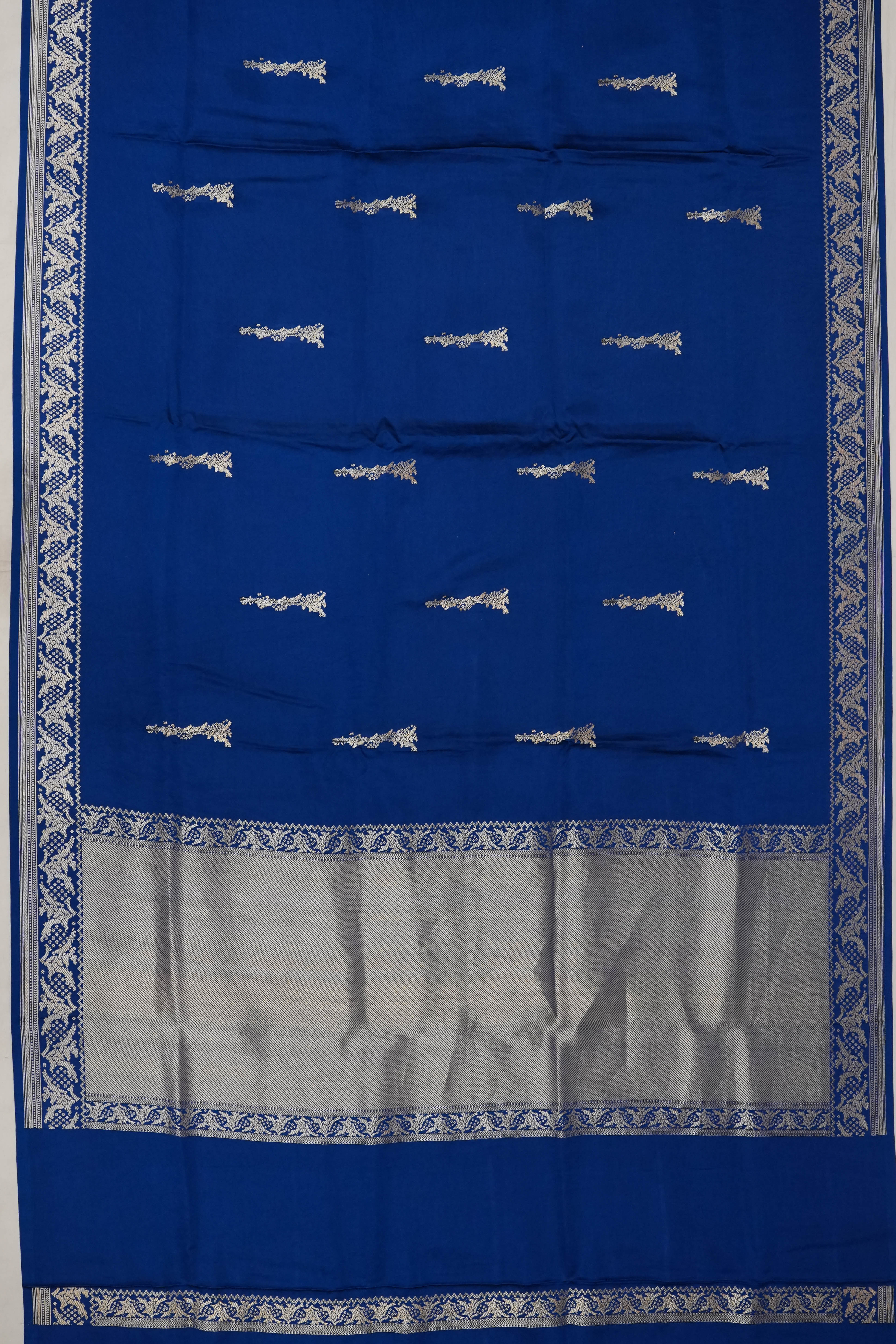 Banarasi Satin Butta Blue Saree
