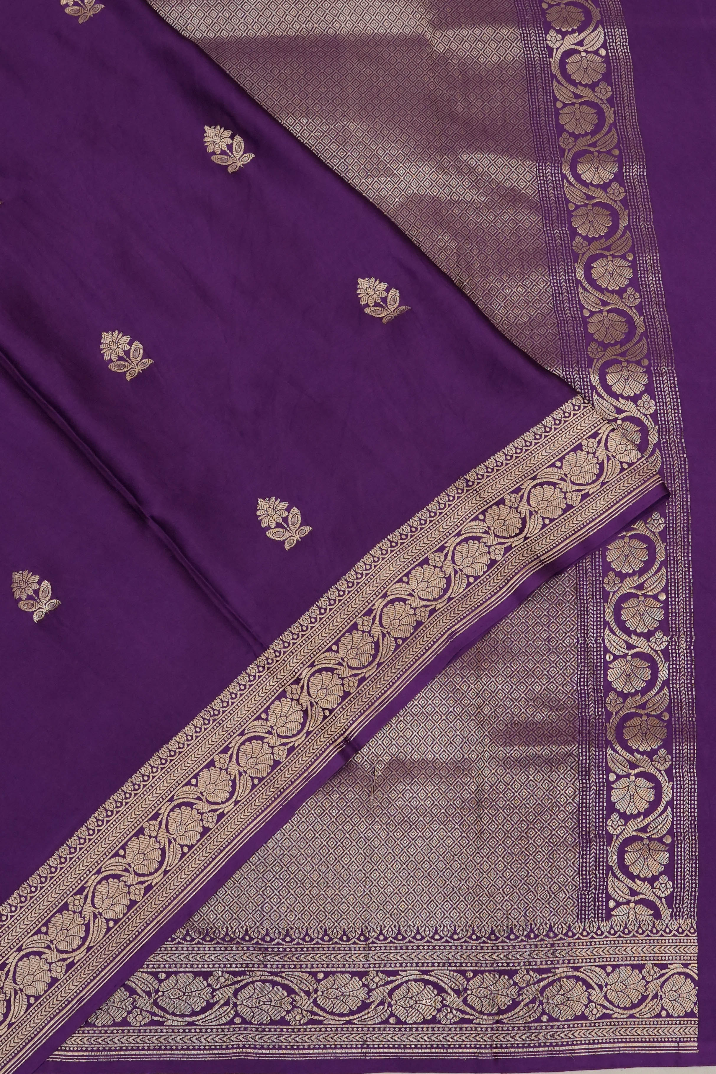 Banarasi Satin Butta Purple Saree
