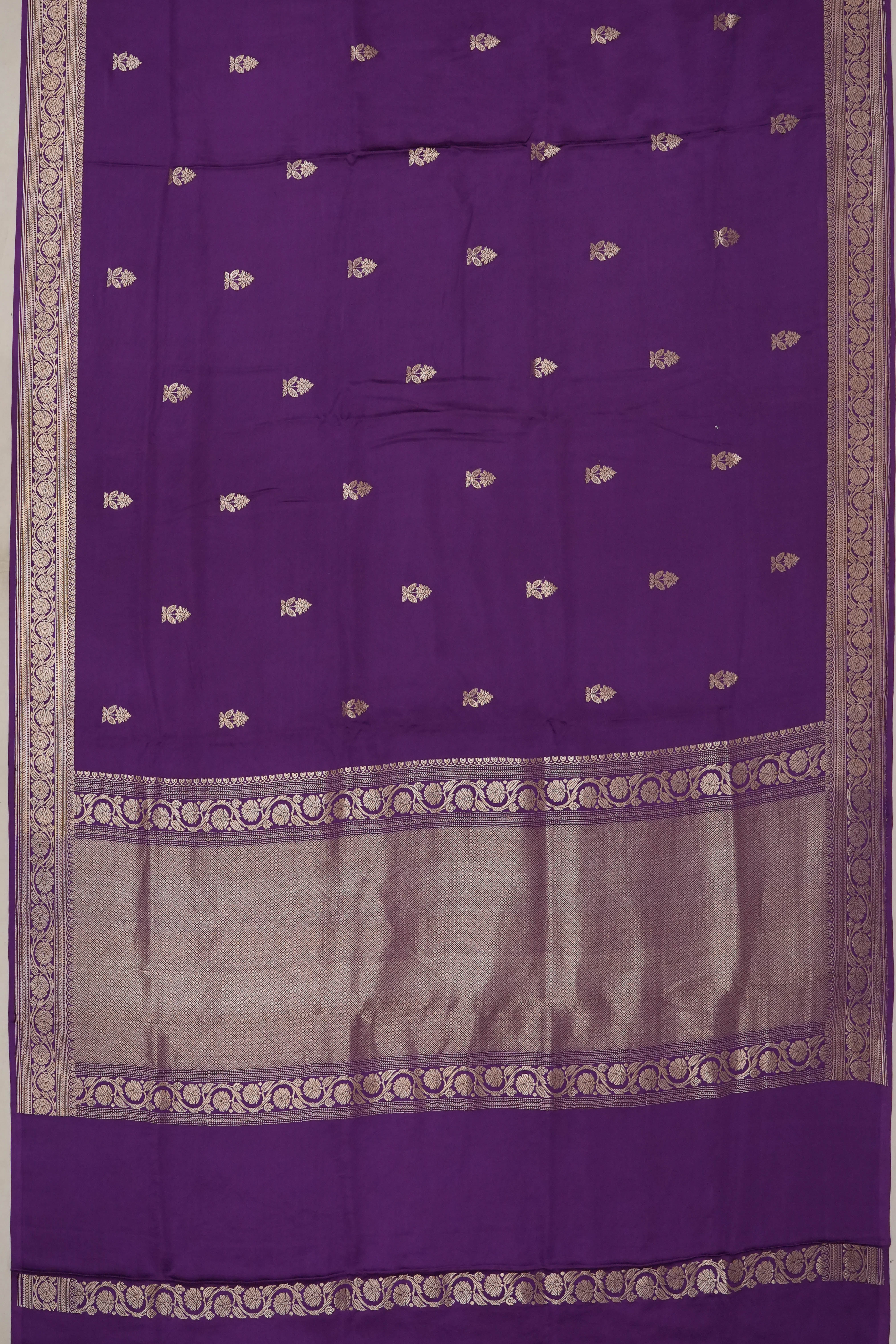 Banarasi Satin Butta Purple Saree