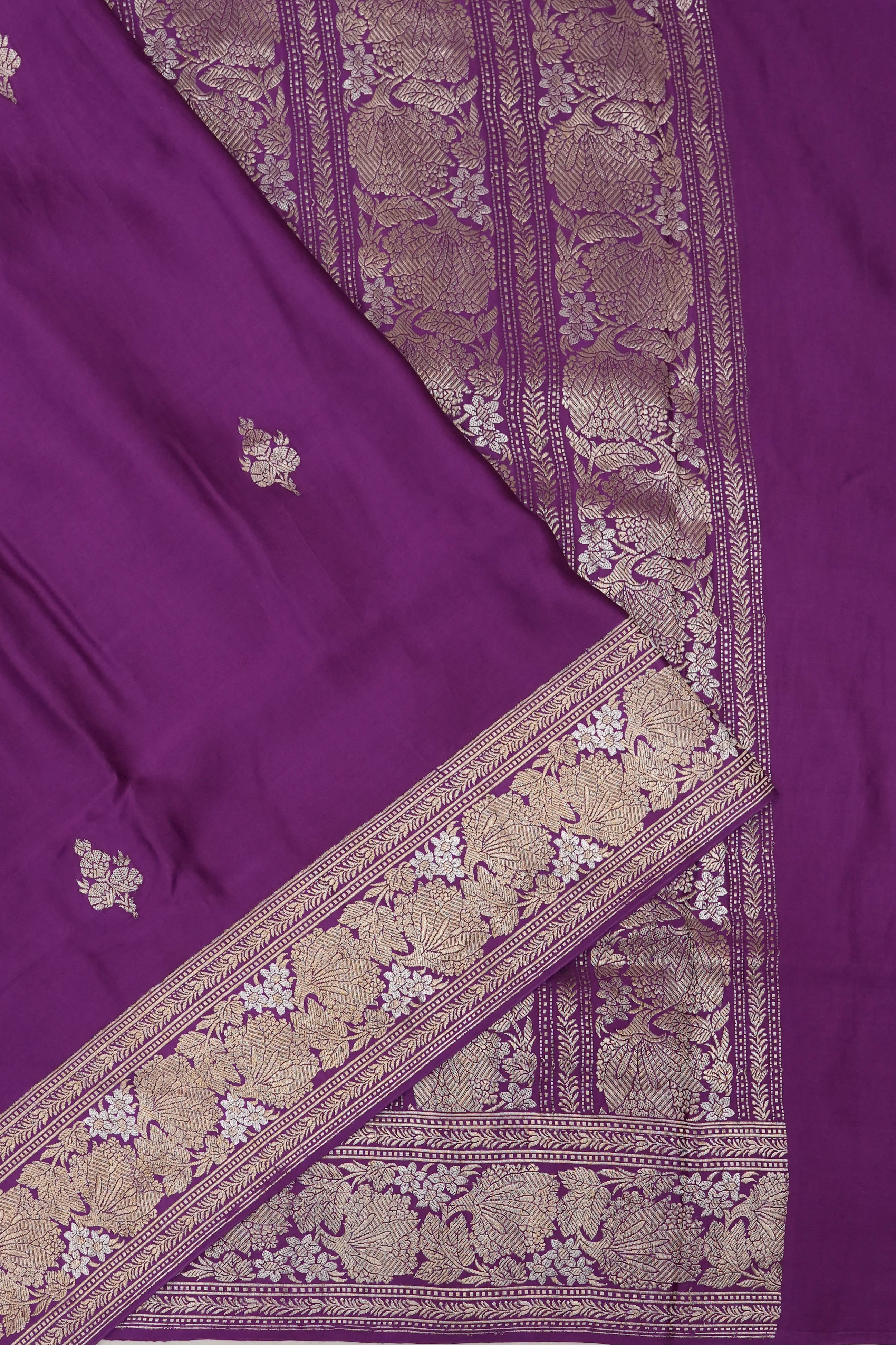 Banarasi Satin Butta Purple Saree