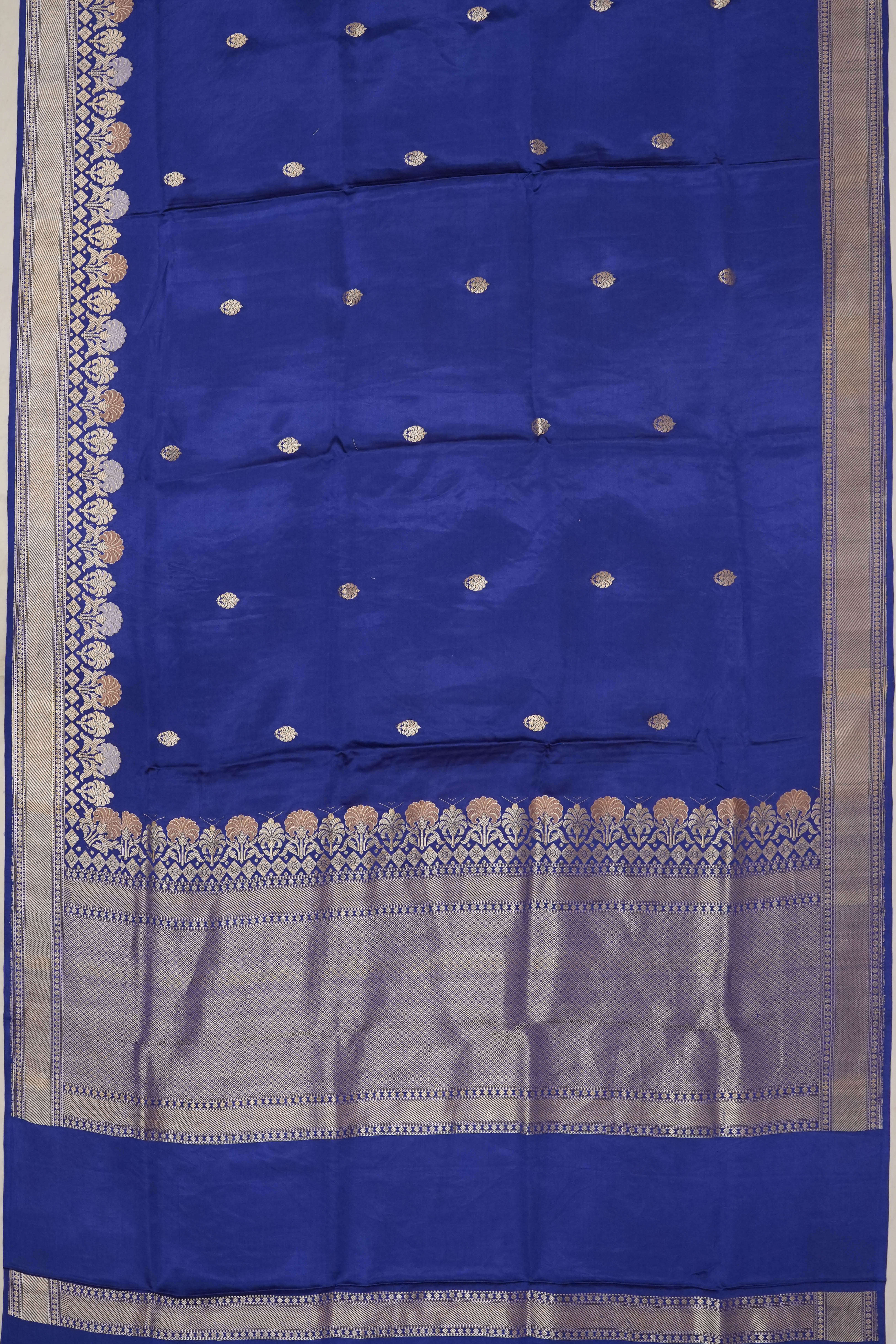 Banarasi Satin Butta Blue Saree