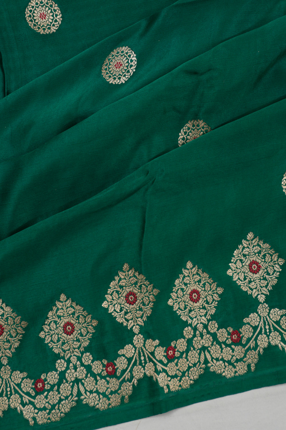 Banarasi Satin Butta Green Saree