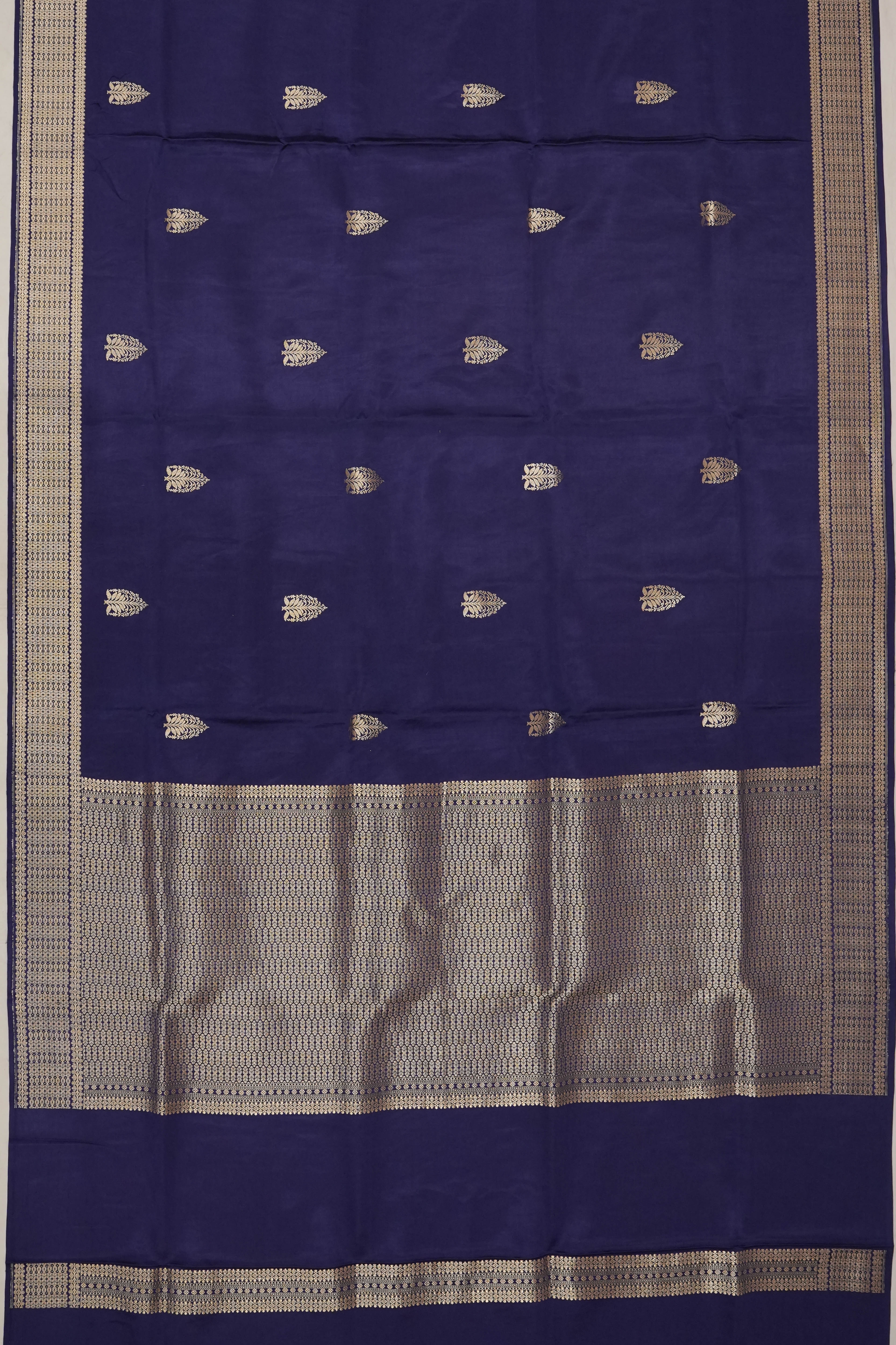 Banarasi Satin Butta Navy Blue Saree