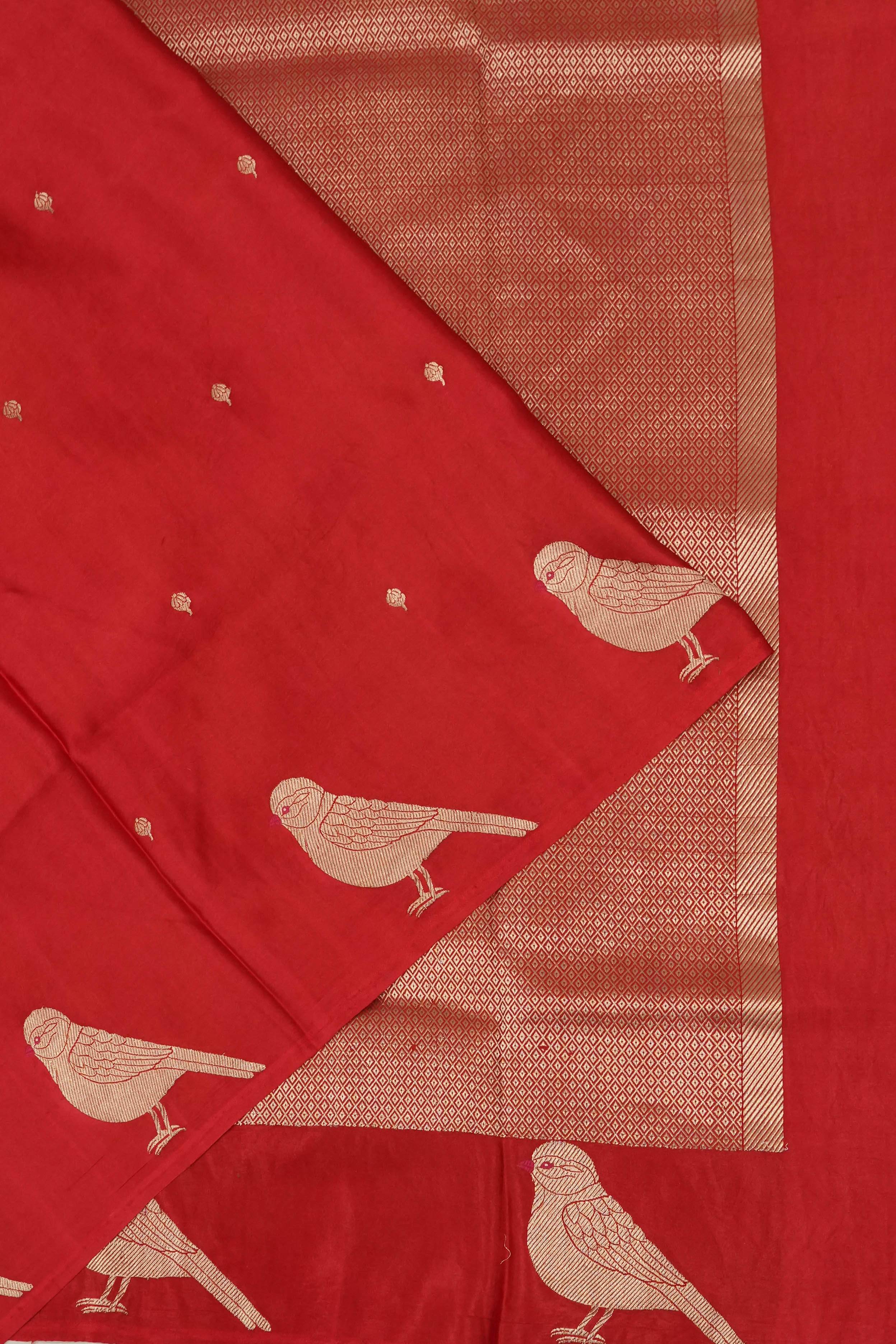 Banarasi Satin Butta Red Saree