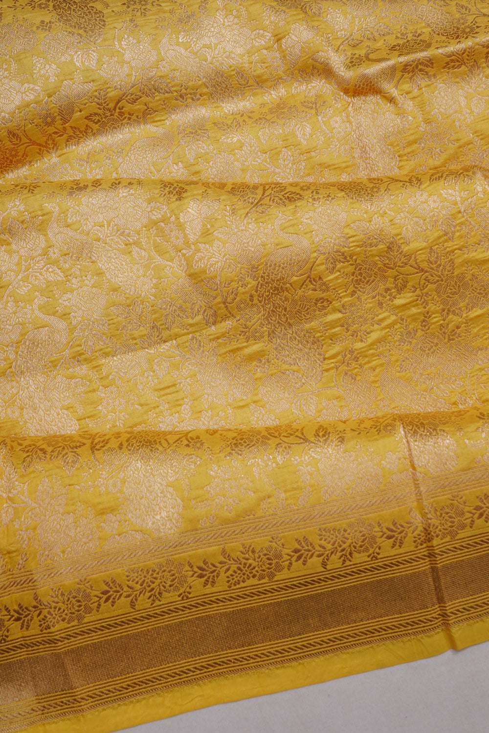 Banarasi Silk Brocade Pale Yellow Saree