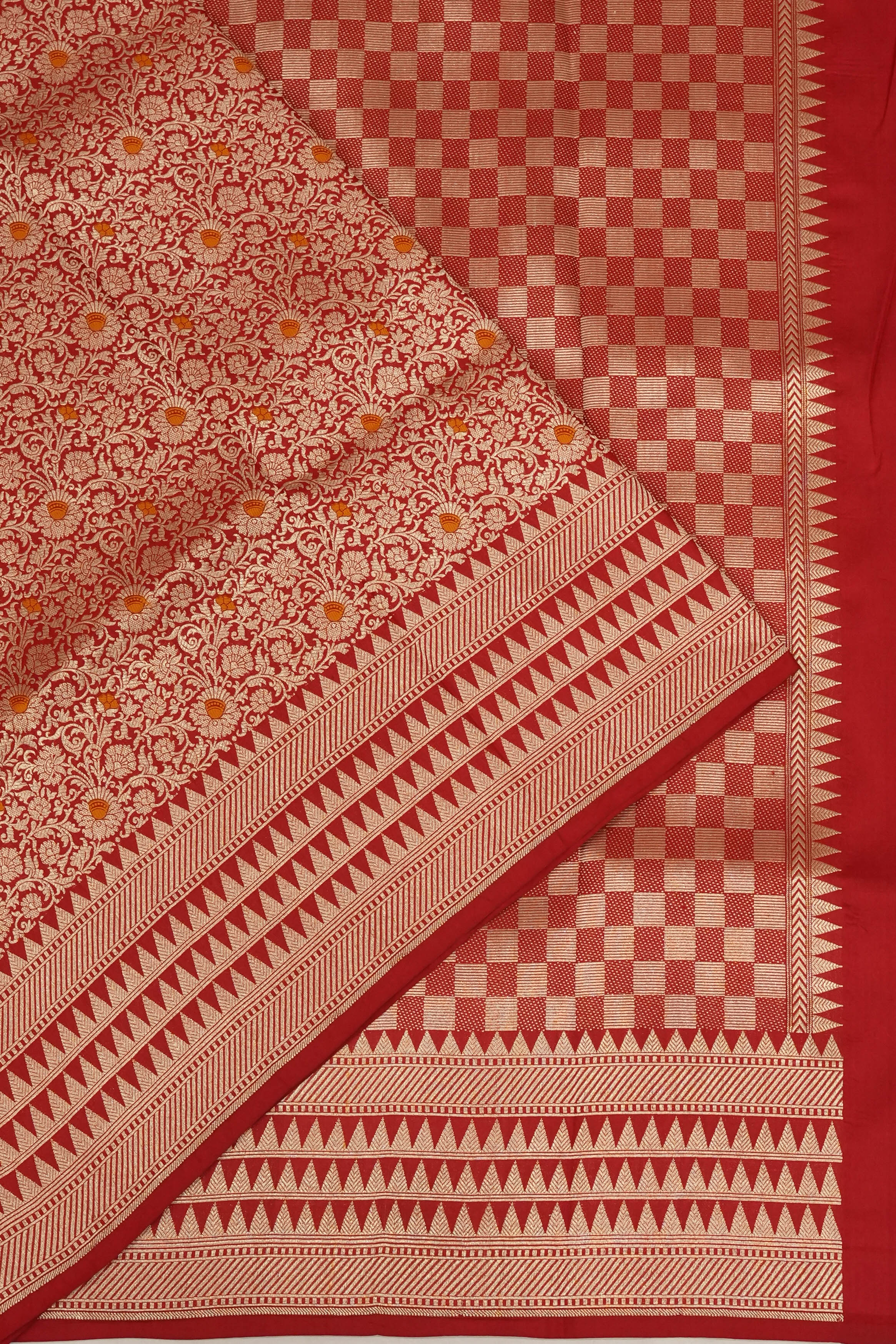 Banarasi Silk Brocade Red Saree