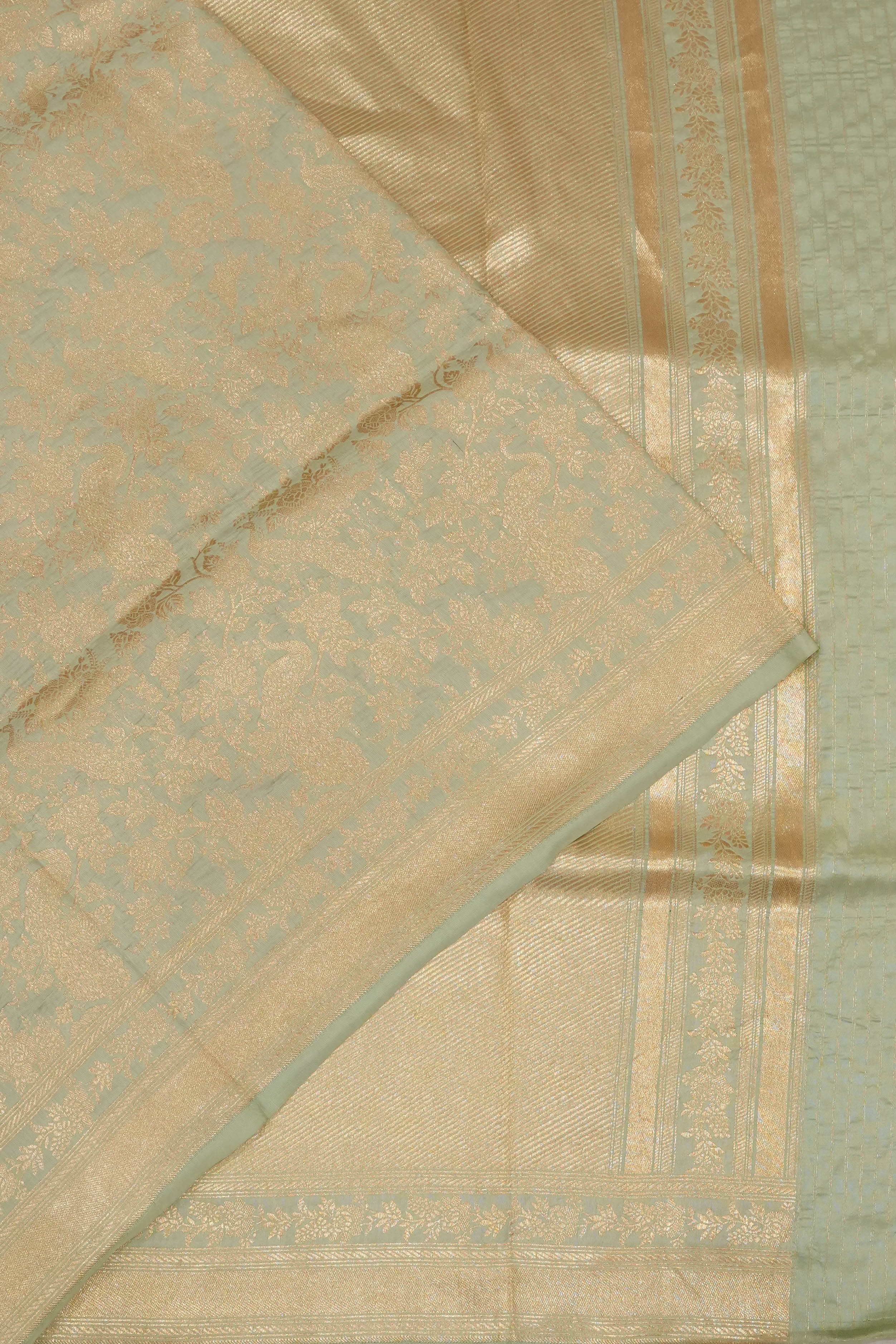 Banarasi Silk Brocade Pastel Green Saree