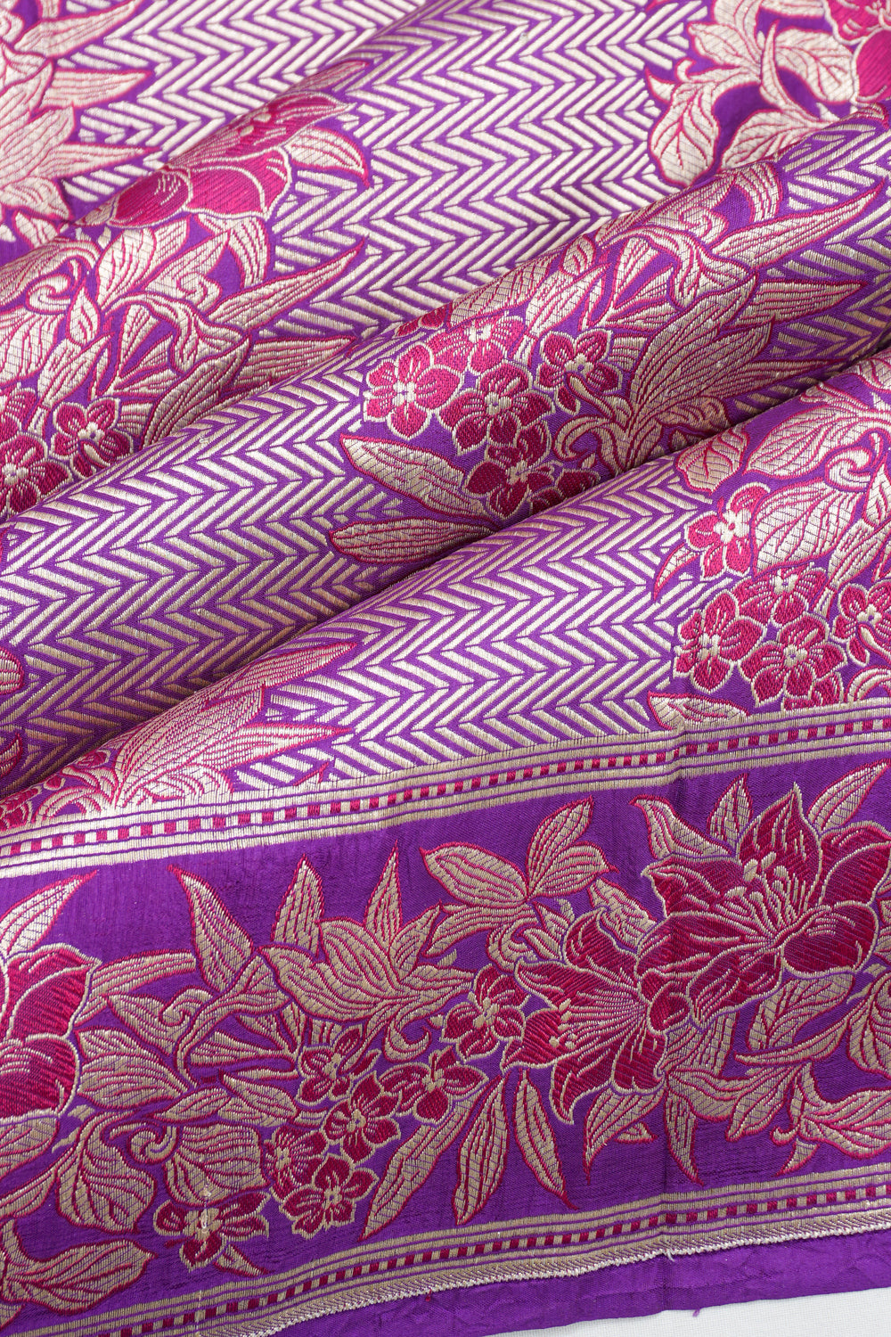 Banarasi Silk Brocade Violet Saree