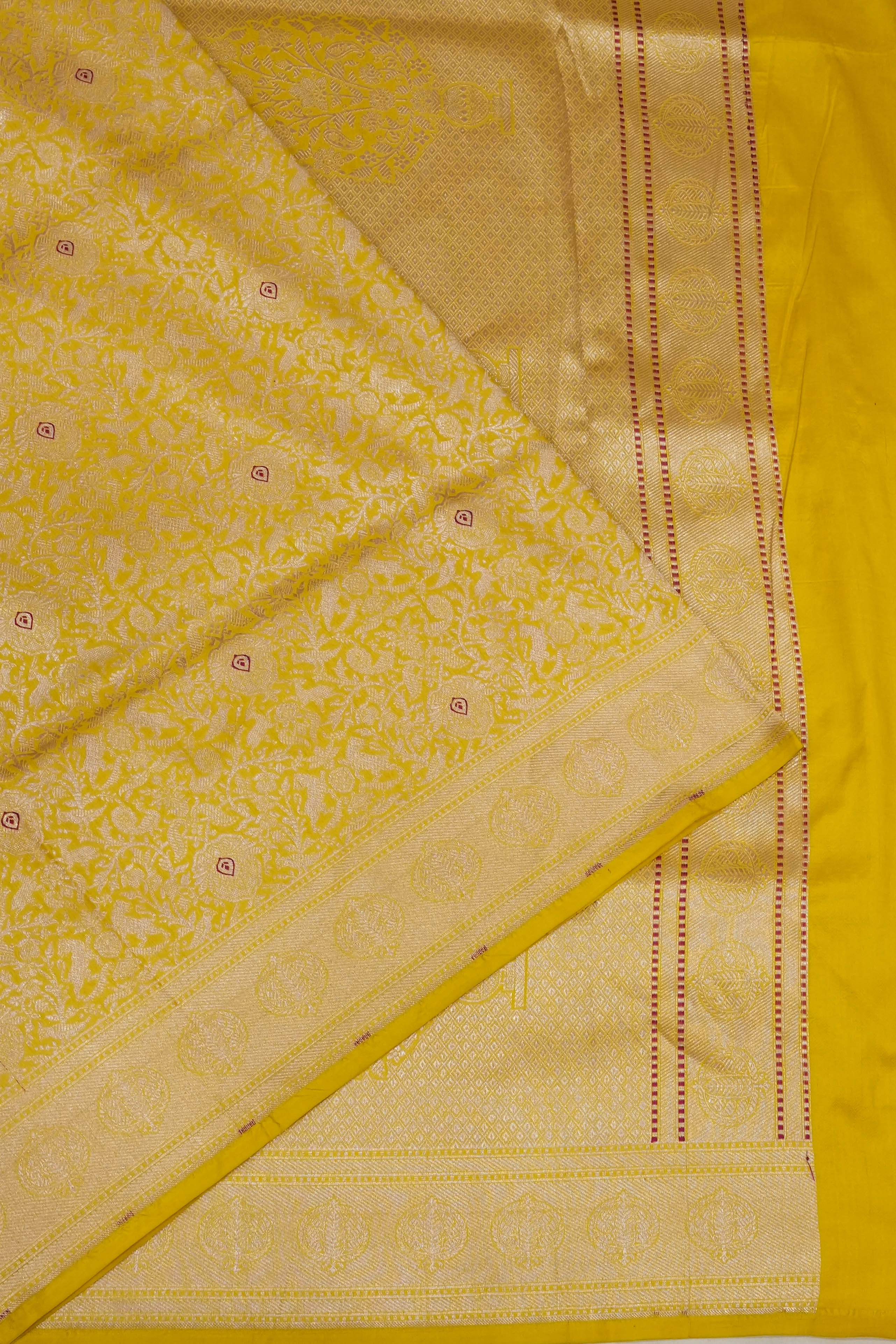 Banarasi Silk Brocade Yellow Saree