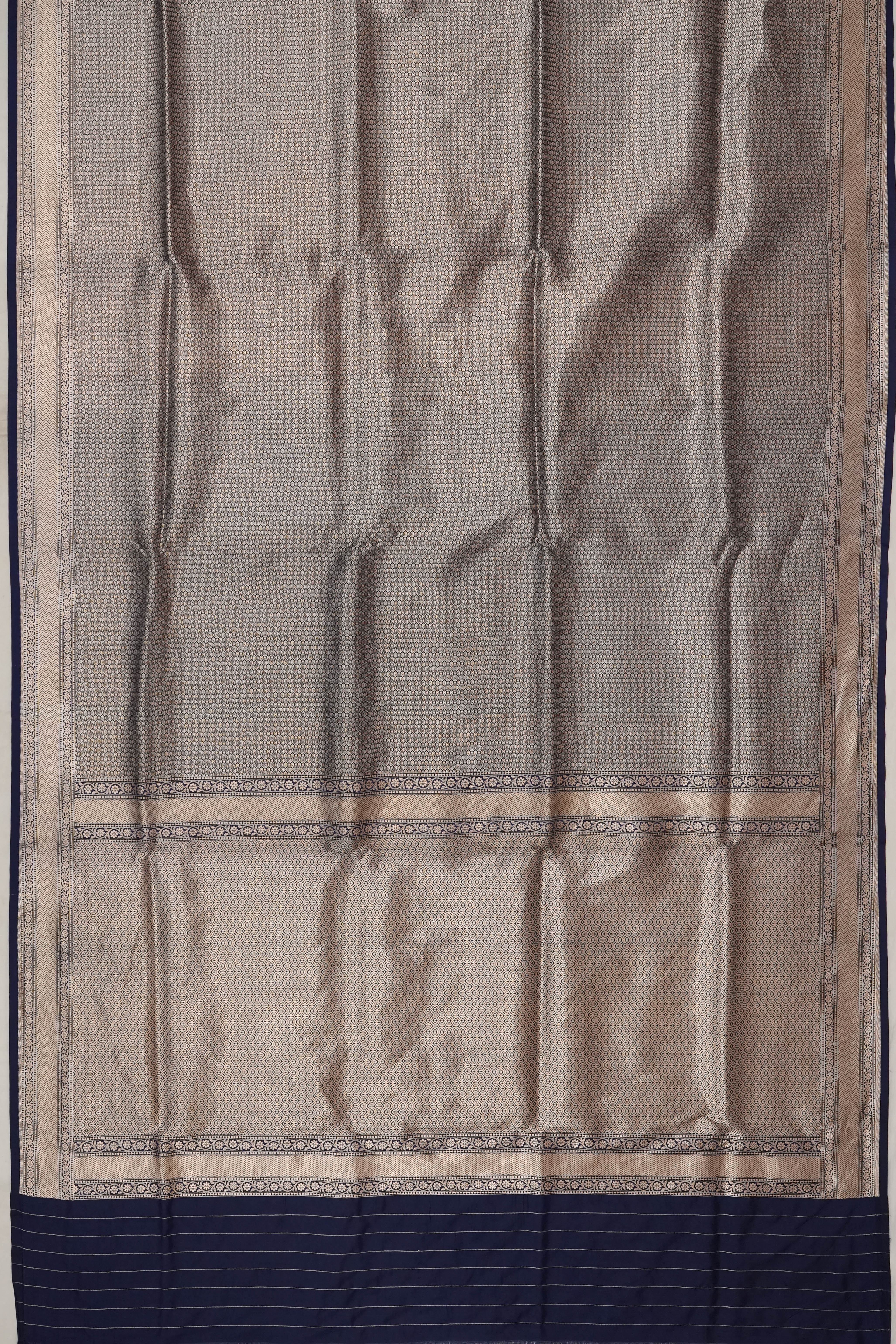 Banarasi Silk Brocade Navy Blue Saree