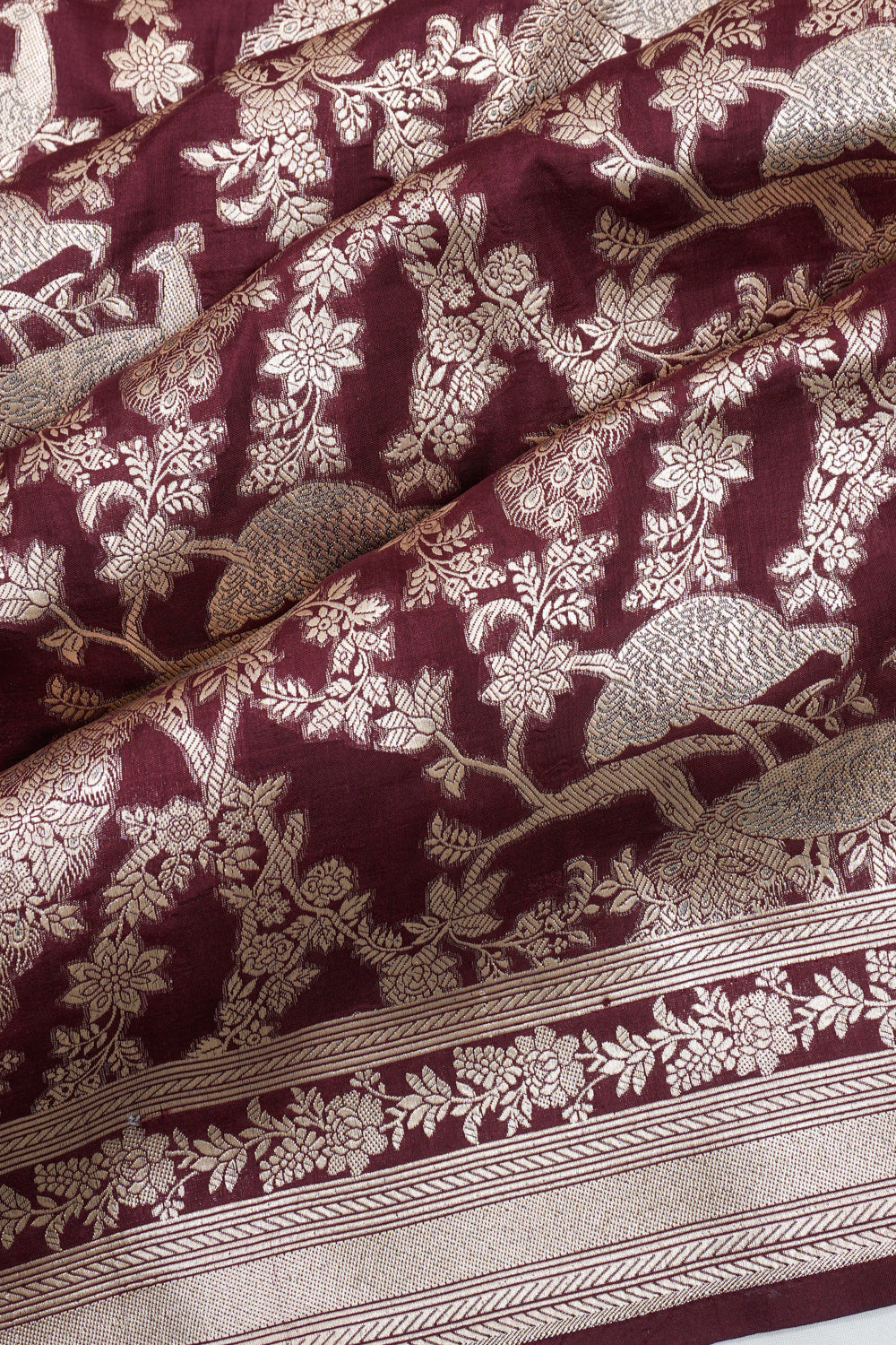 Banarasi Silk Brocade Maroon Saree