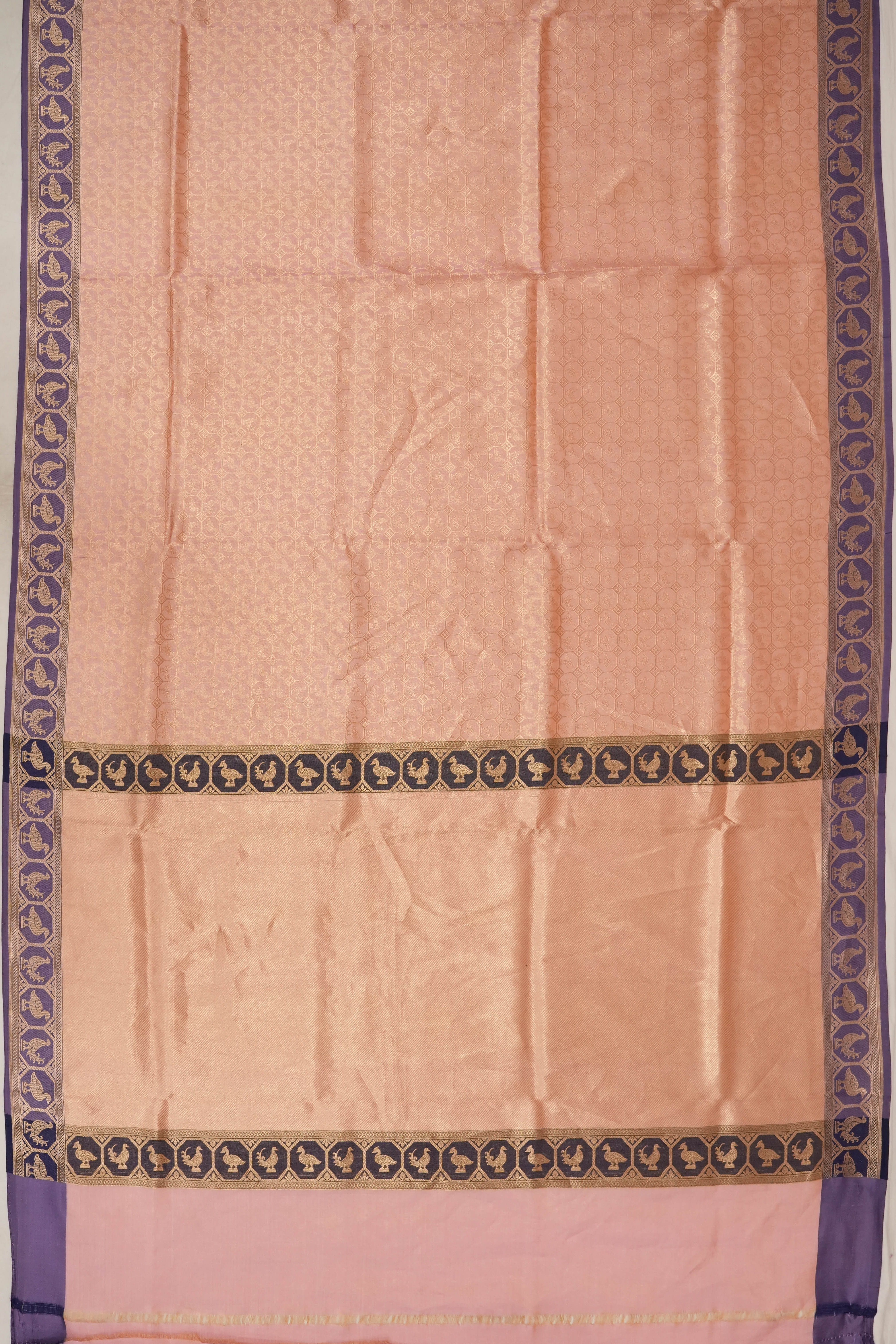 Banarasi Silk Brocade Pastel Orange Saree