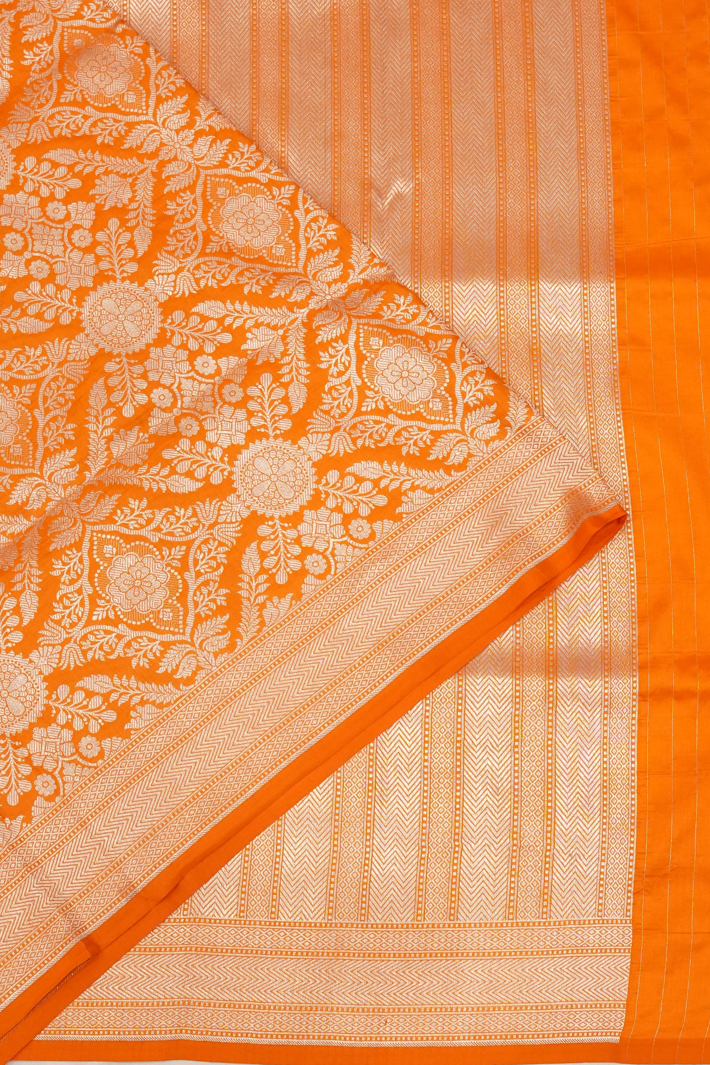 Banarasi Silk Brocade Orange Saree