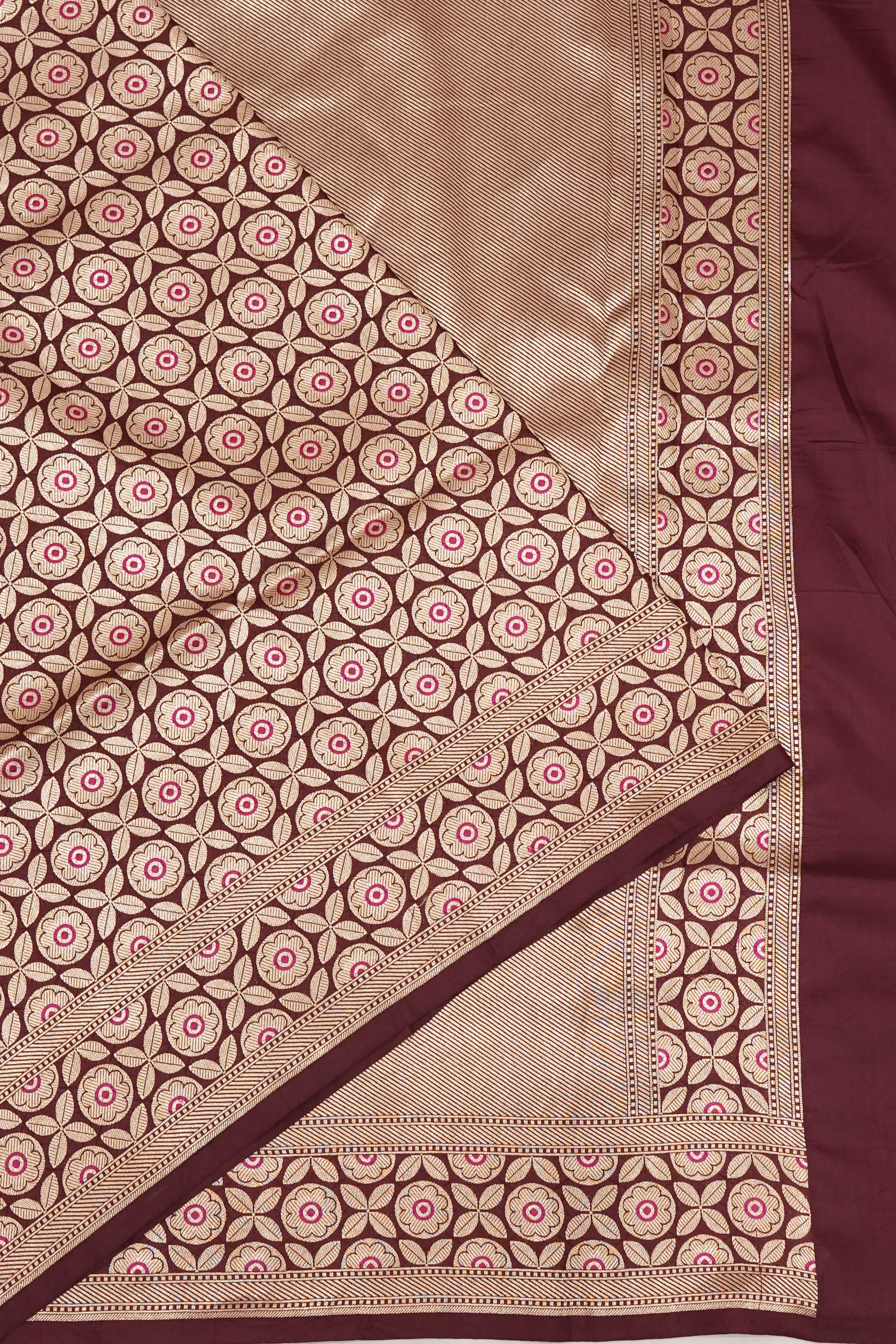 Banarasi Silk Brocade Dark Brown Saree
