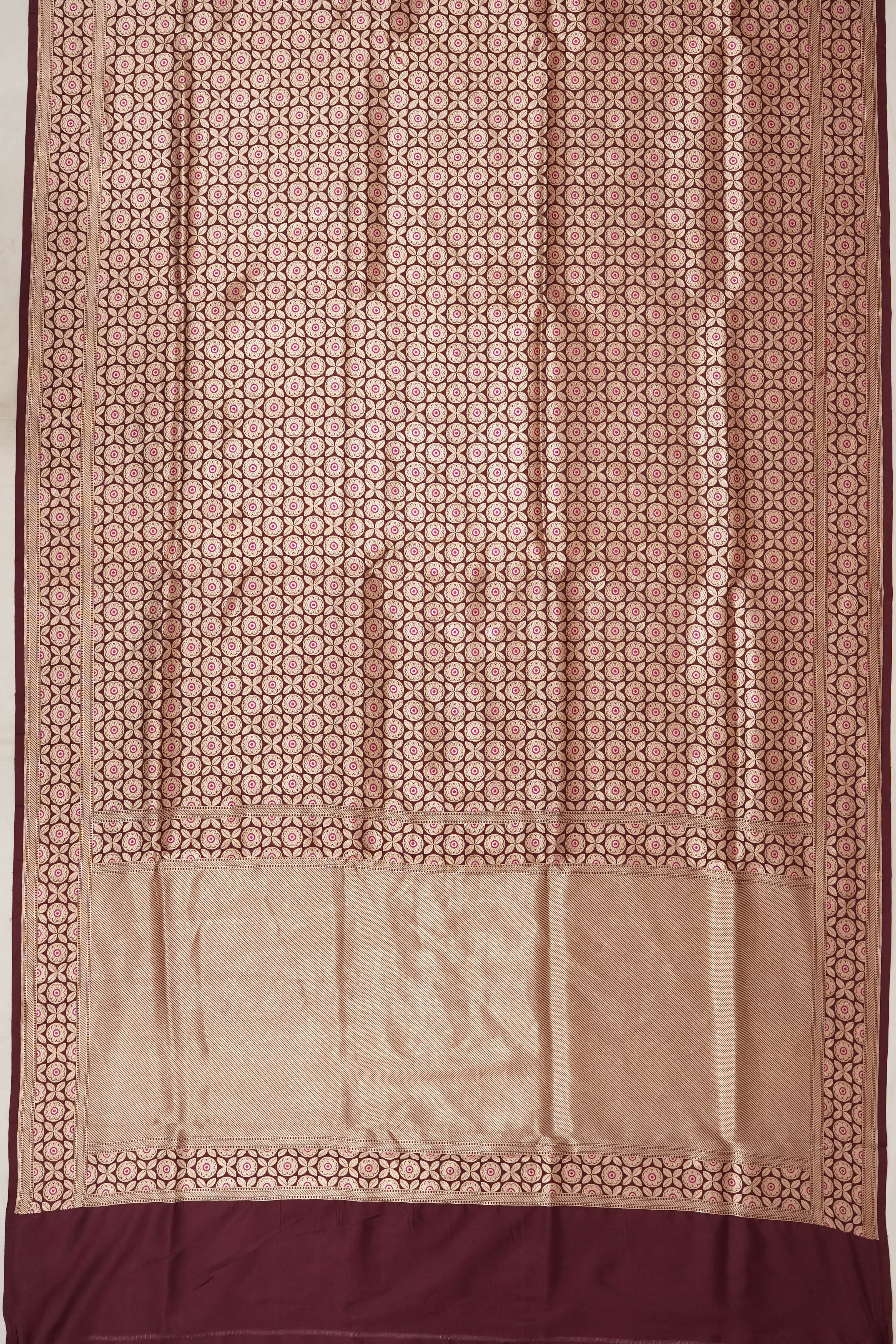 Banarasi Silk Brocade Dark Brown Saree