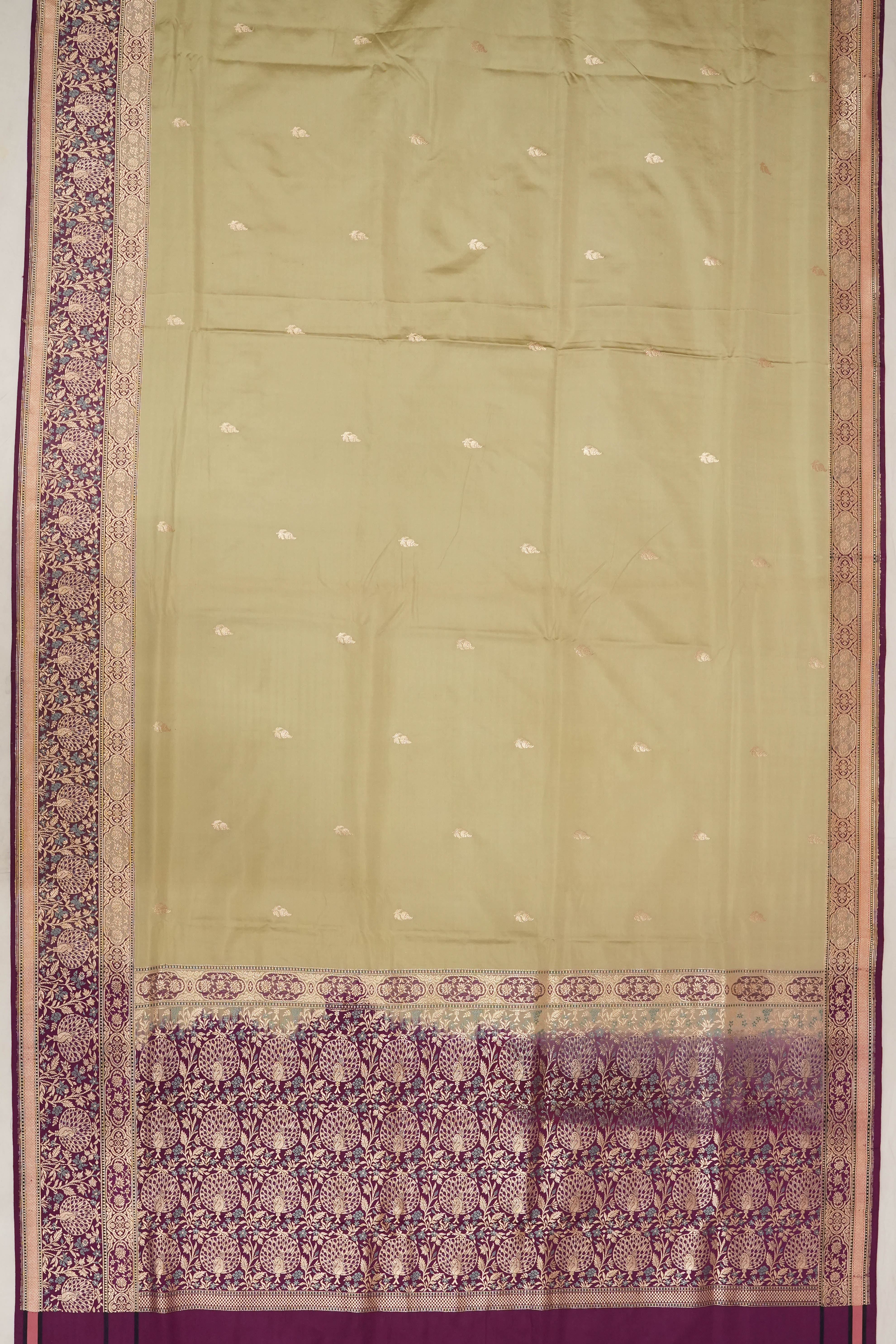 Banarasi Silk Butta Pastel Green Saree