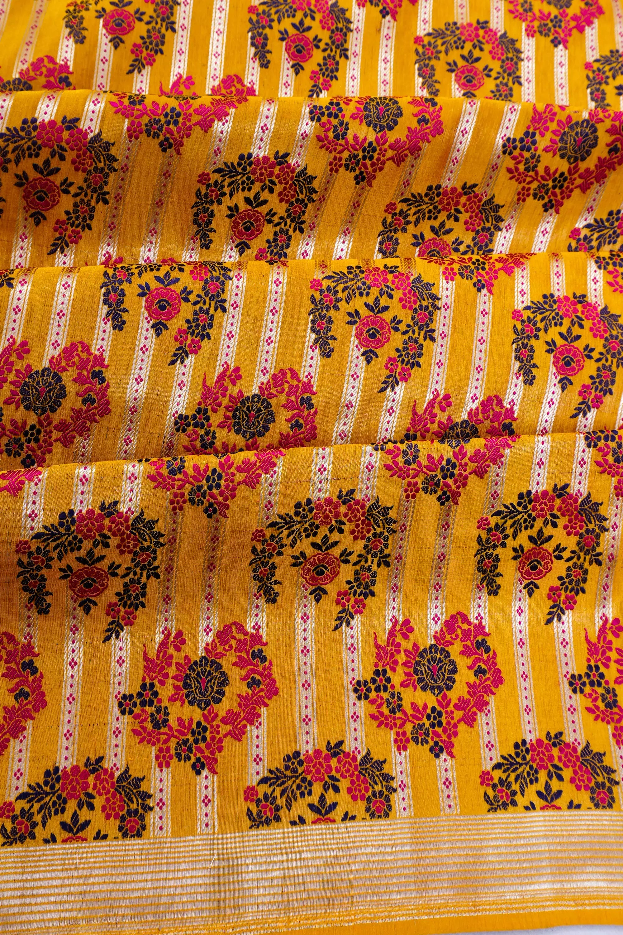 Banarasi Silk Brocade Yellow Saree