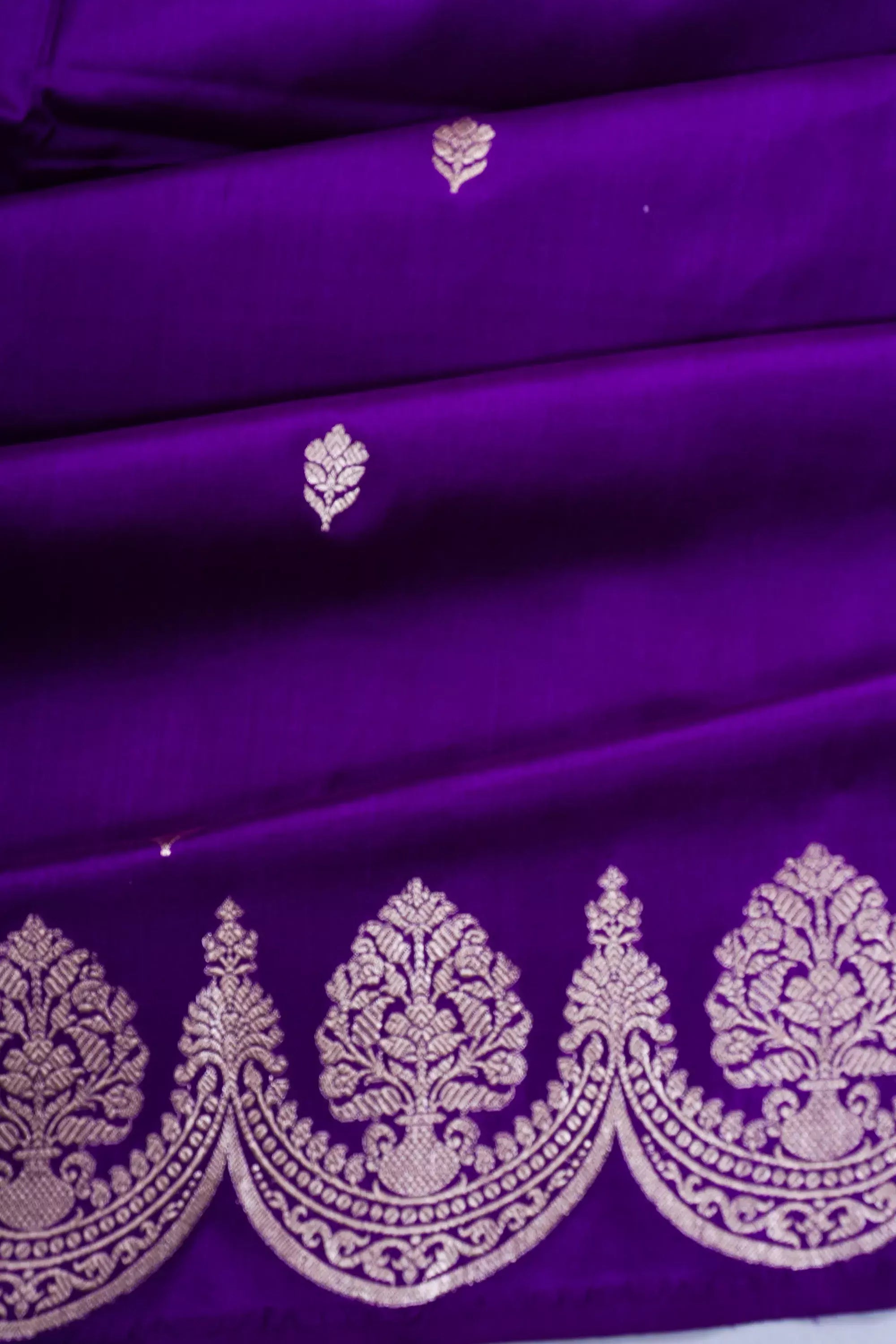 Banarasi Satin Butta Purple Saree