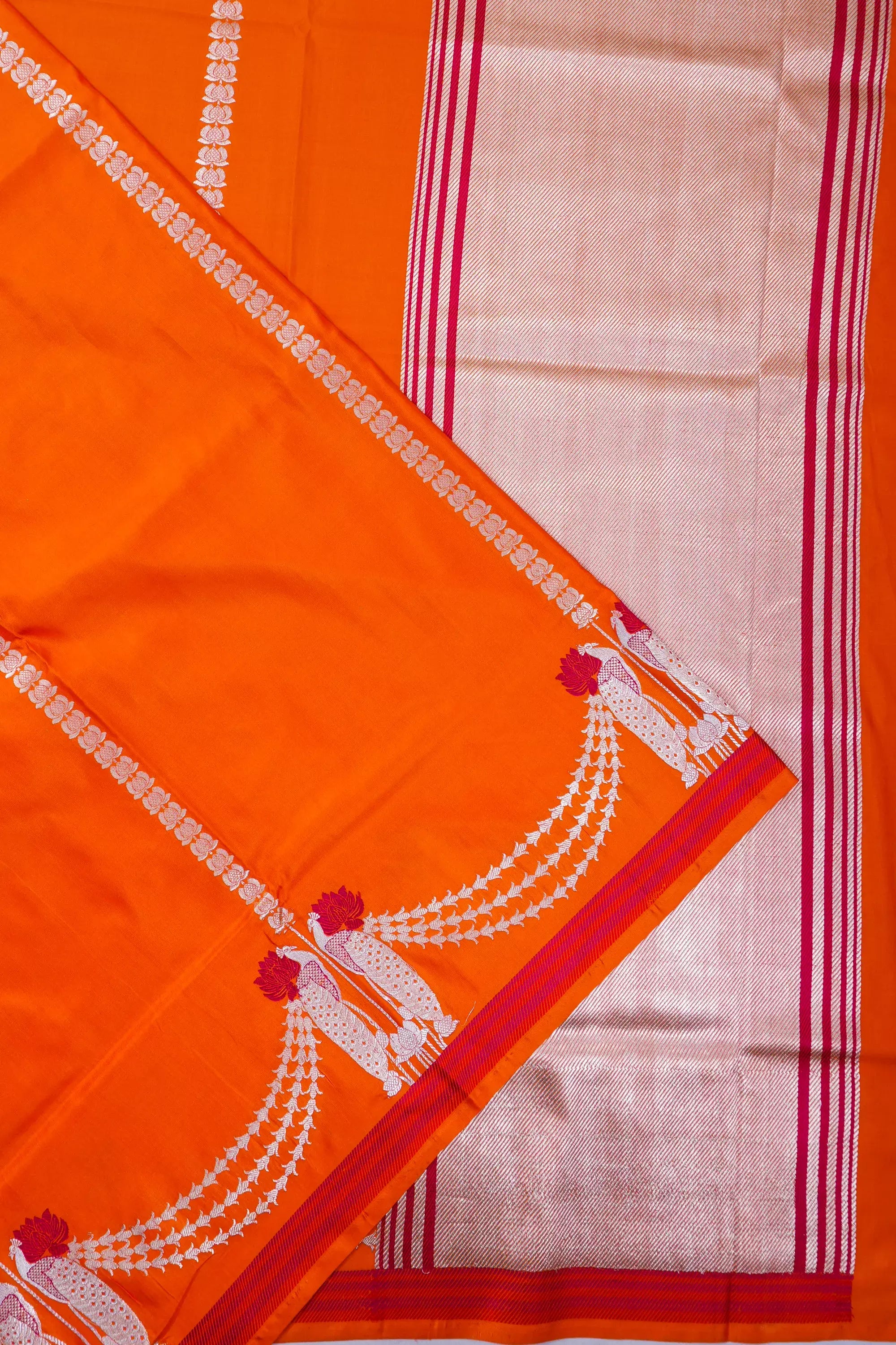 Banarasi Silk Brocade Orange Saree