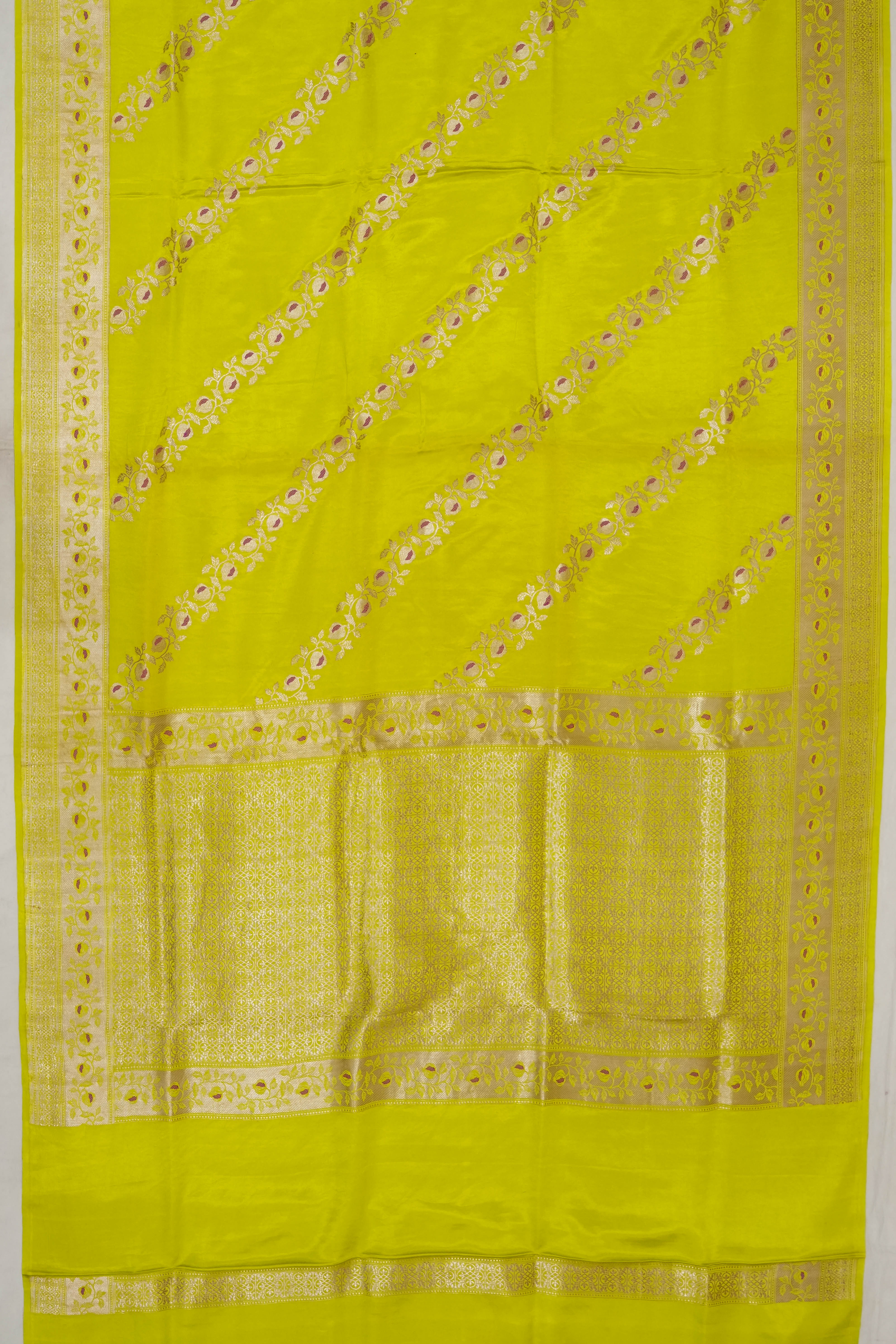 Banarasi Satin Jaal Green Saree