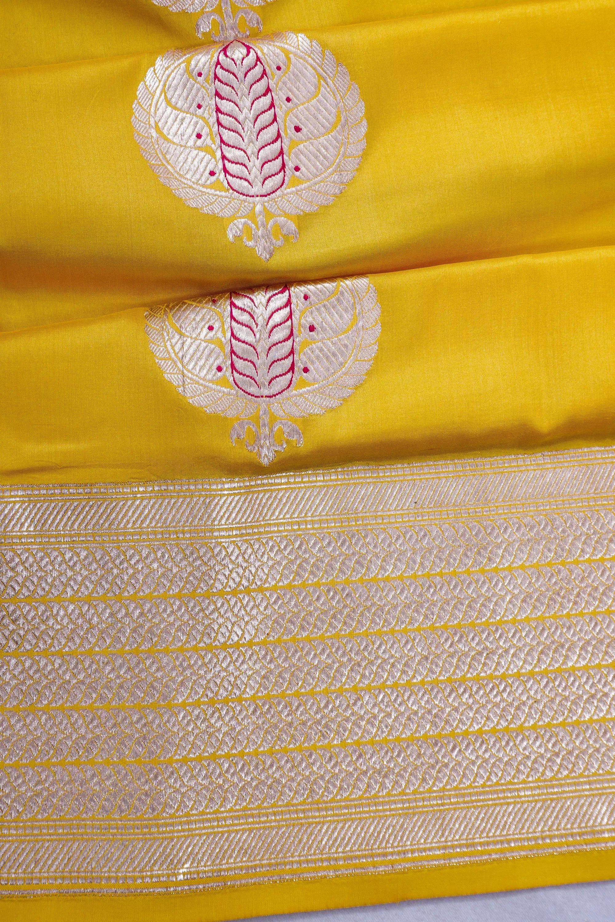 Banarasi Satin Brocade Mehendi Green Saree