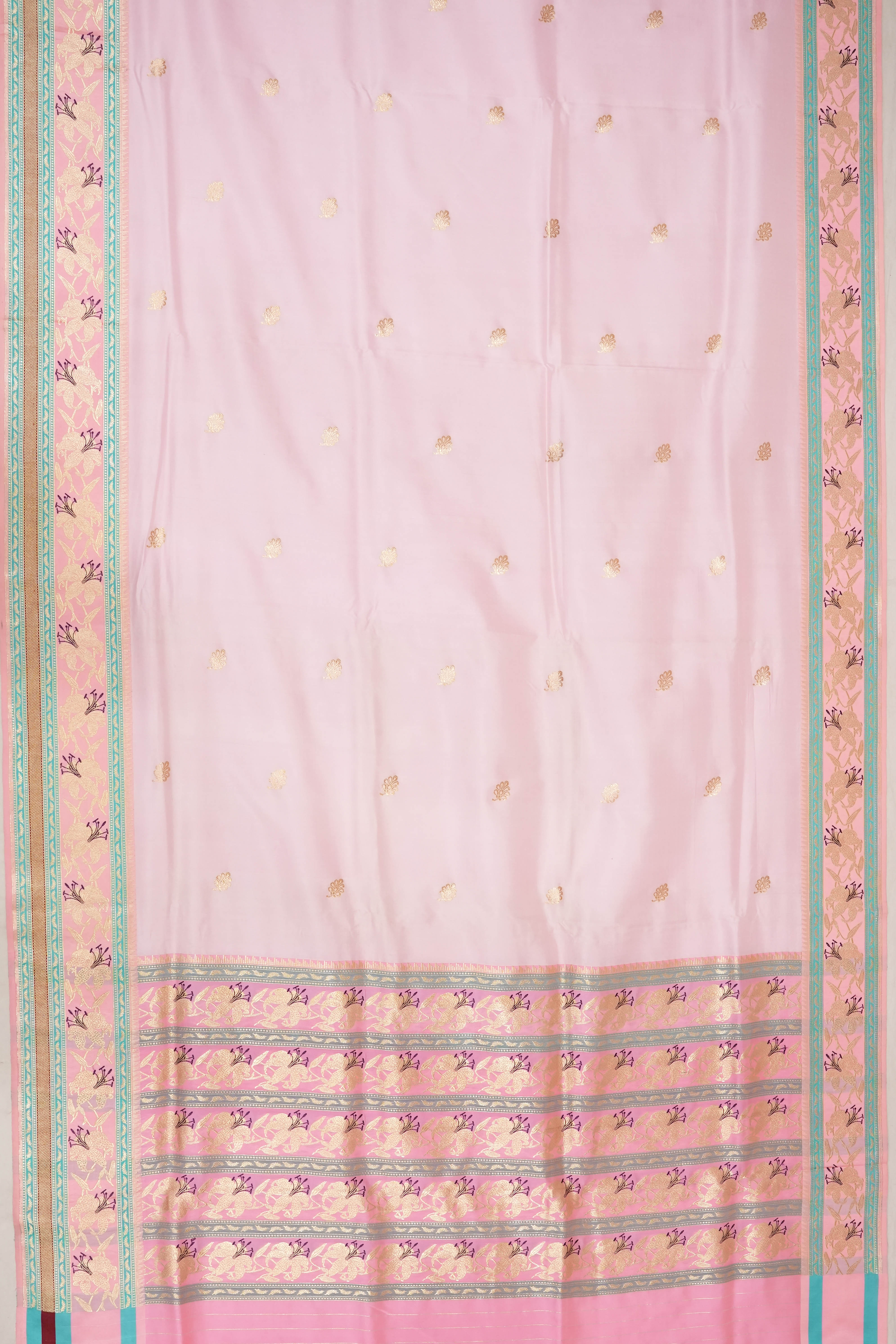 Banarasi Satin Butta Baby Pink Saree