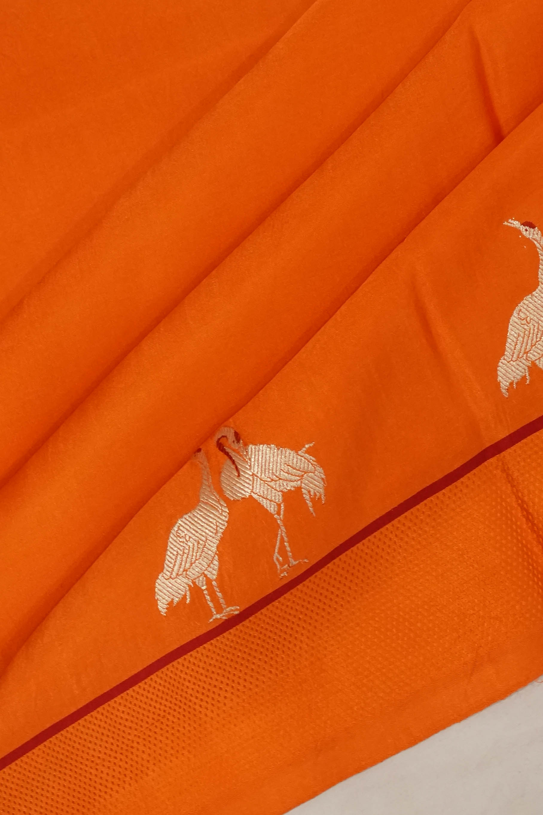 Banarasi Satin Plain Orange Saree
