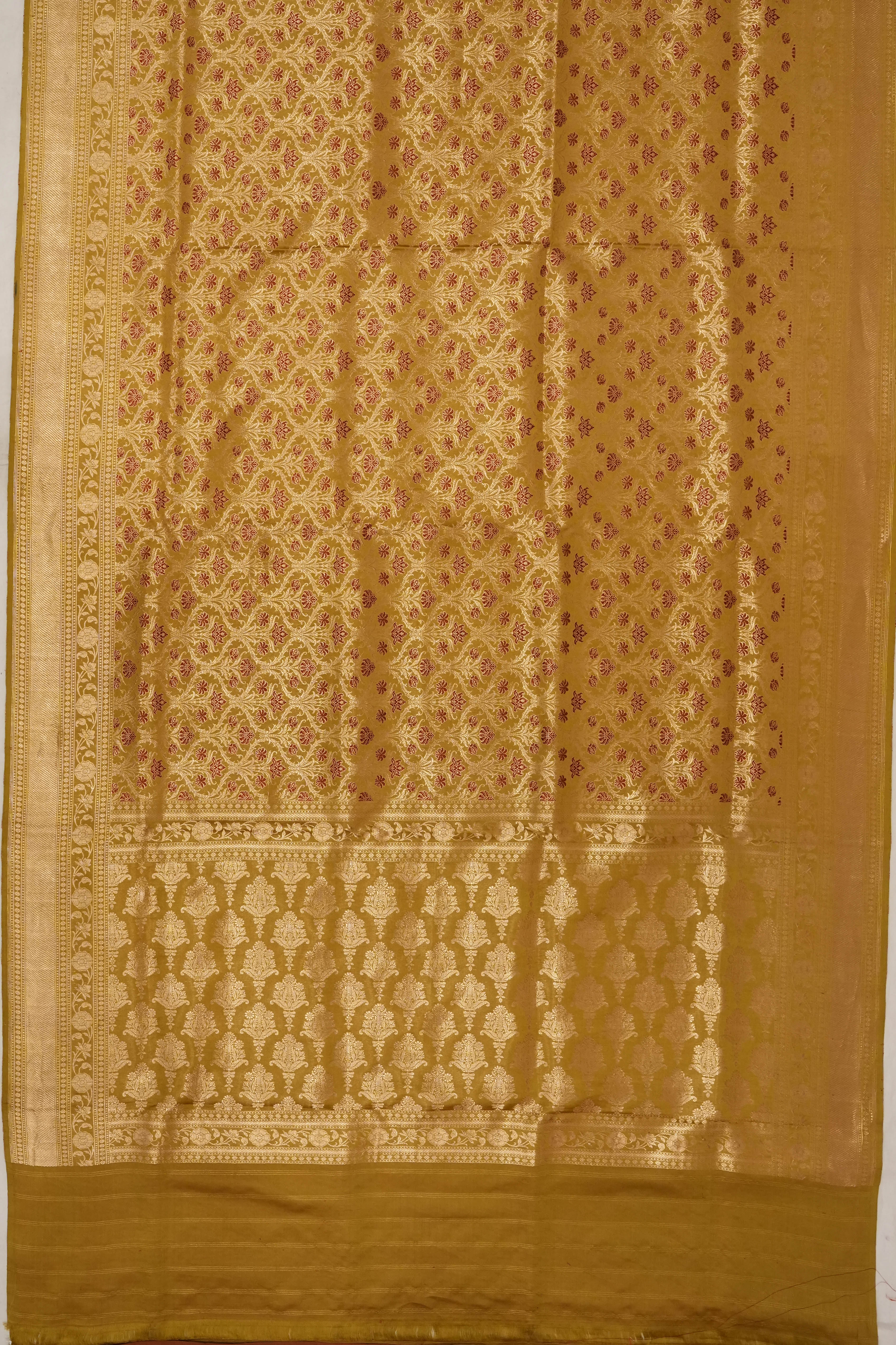 Banarasi Silk Brocade Mustard Yellow Saree