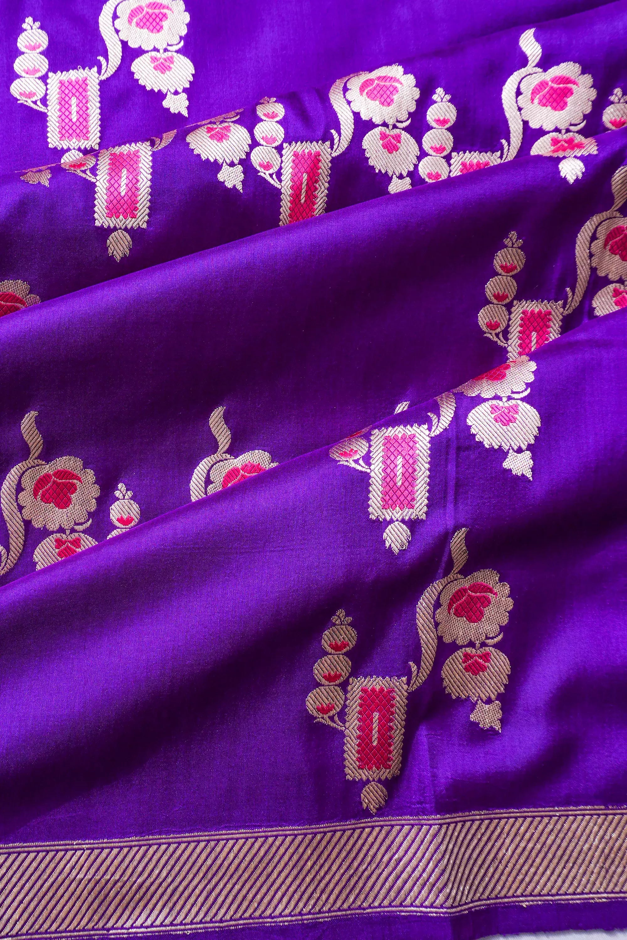 Banarasi Silk Brocade Purple Saree