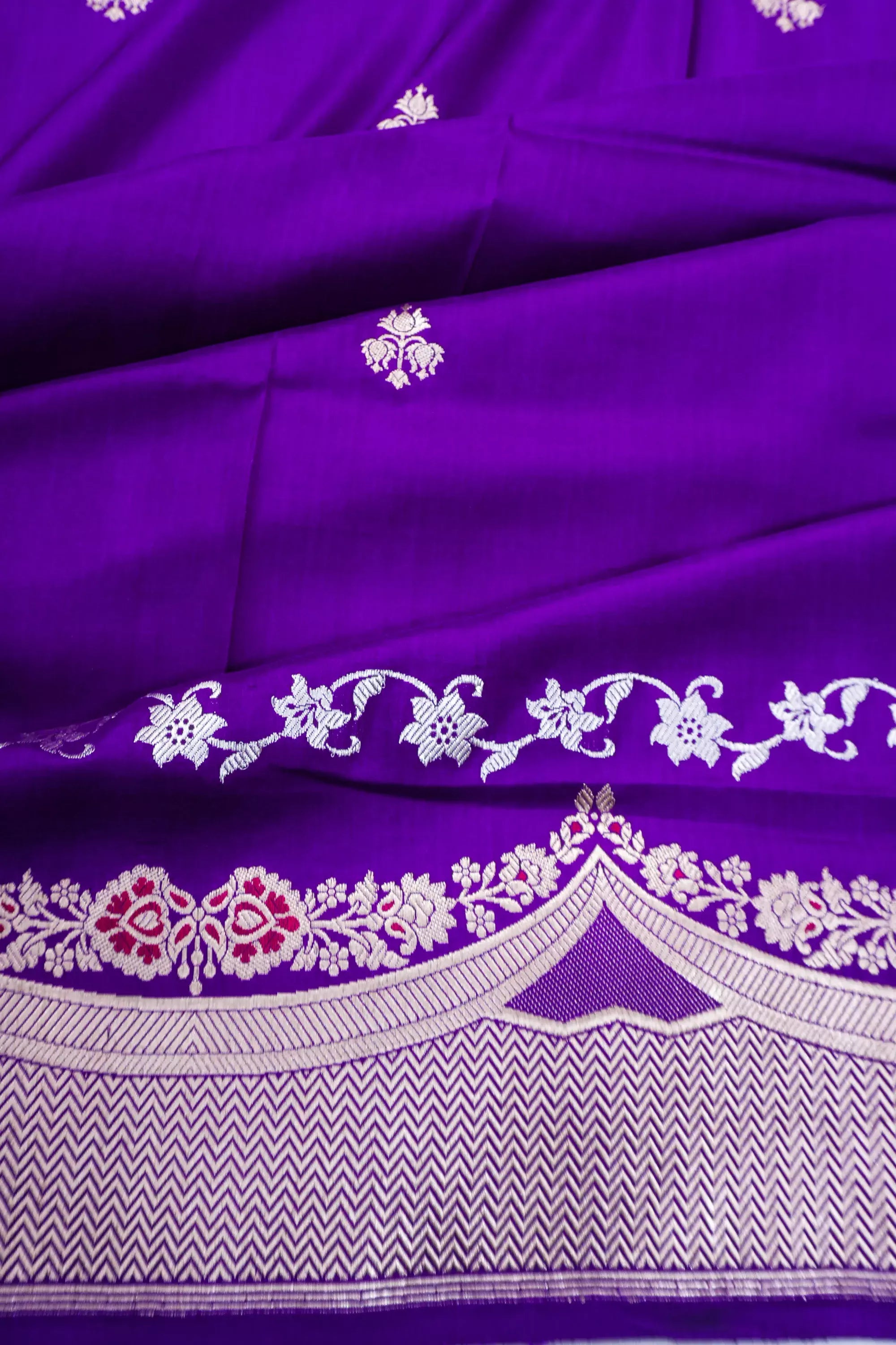 Banarasi Silk Brocade Purple Saree