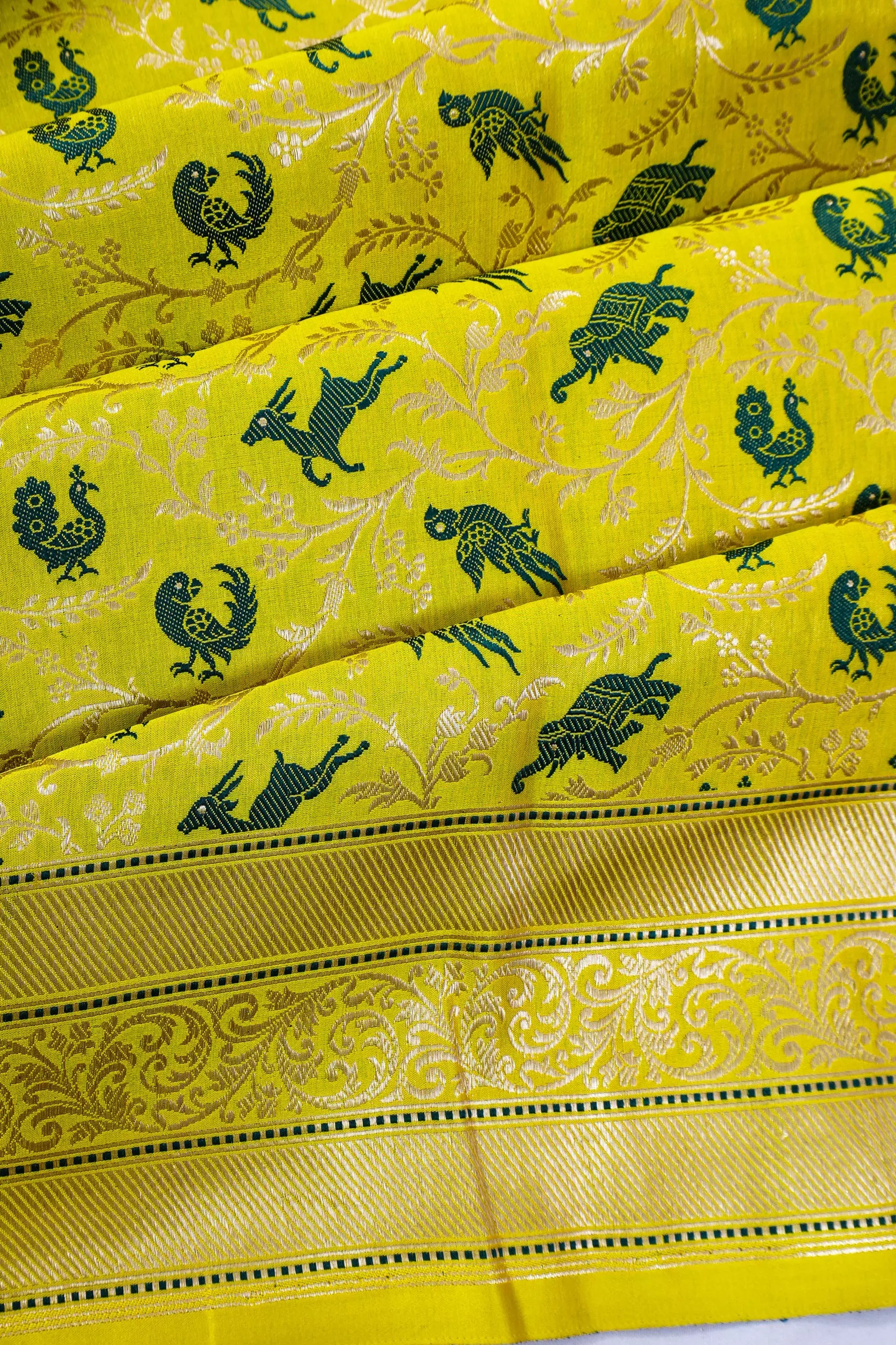 Banarasi Silk Butta Lemon Yellow
