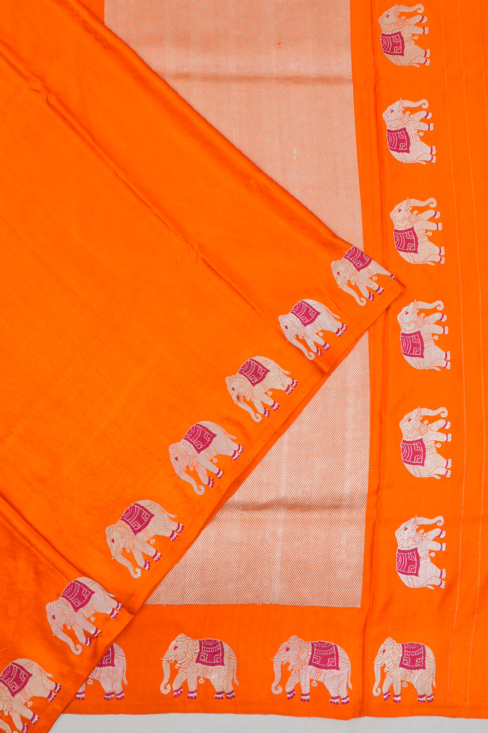 Banarasi Satin Butta Orange Saree
