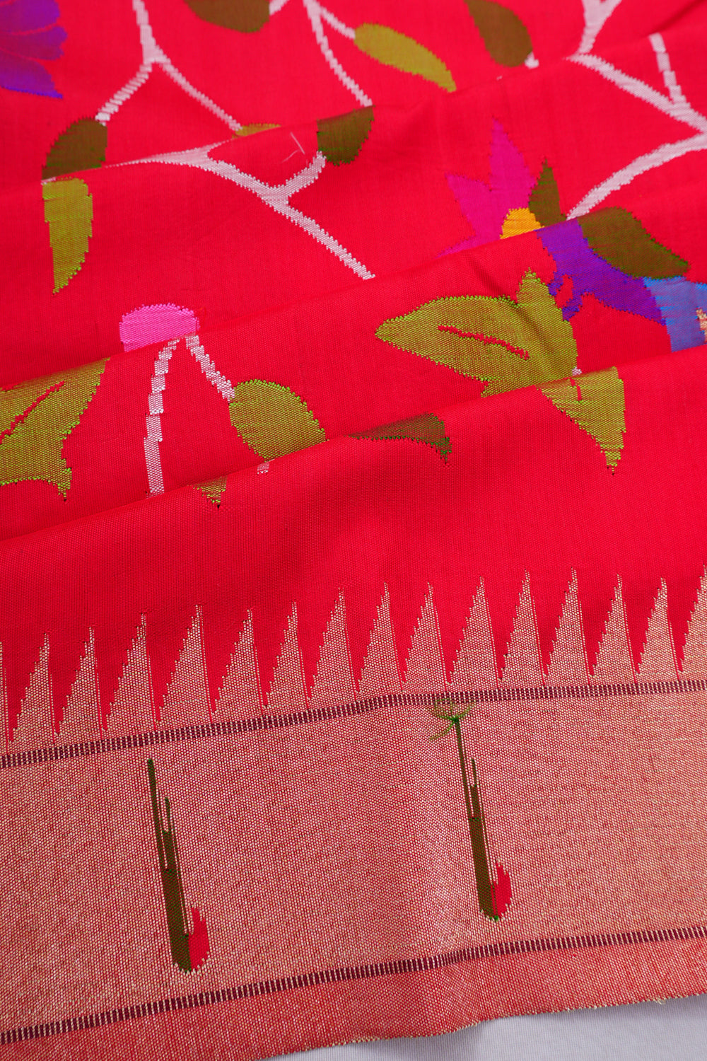 Paithani Silk All Over Jaal Pink Saree With Single Muniya Border