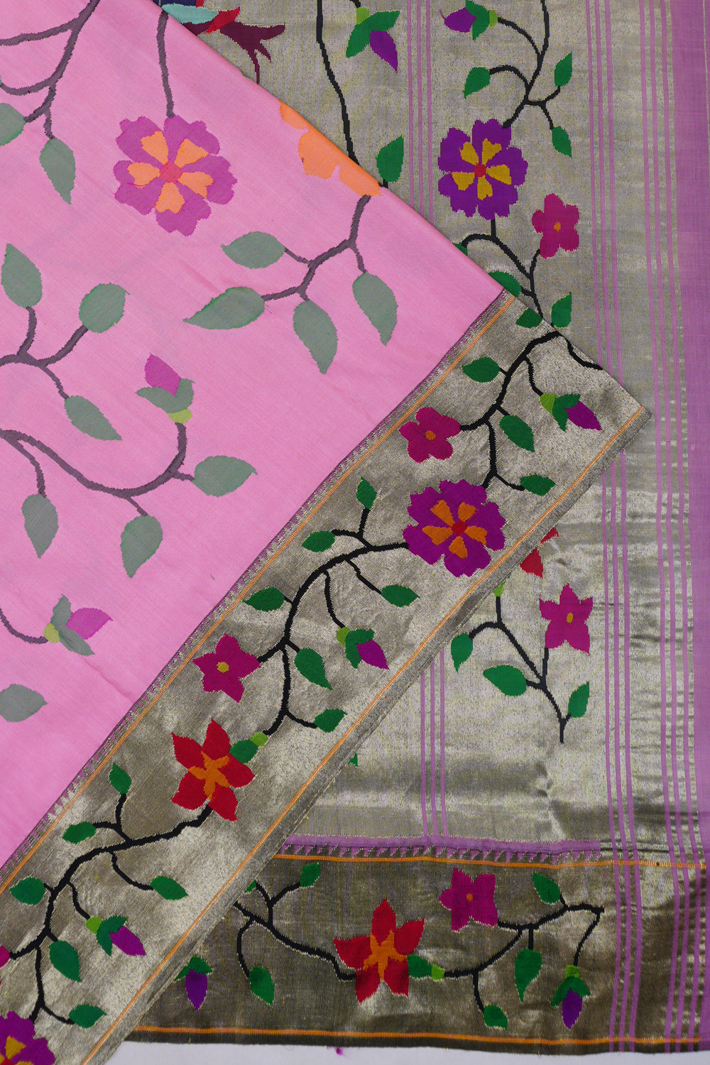 Paithani Silk All Over Jaal Pink Lavender Saree