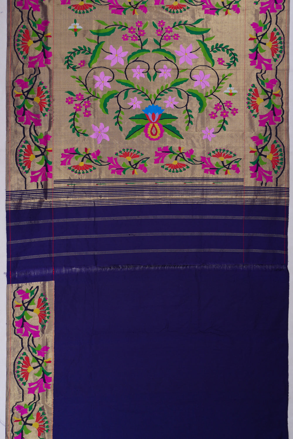 Paithani Silk Tissue All Over Jaal Grey Saree
