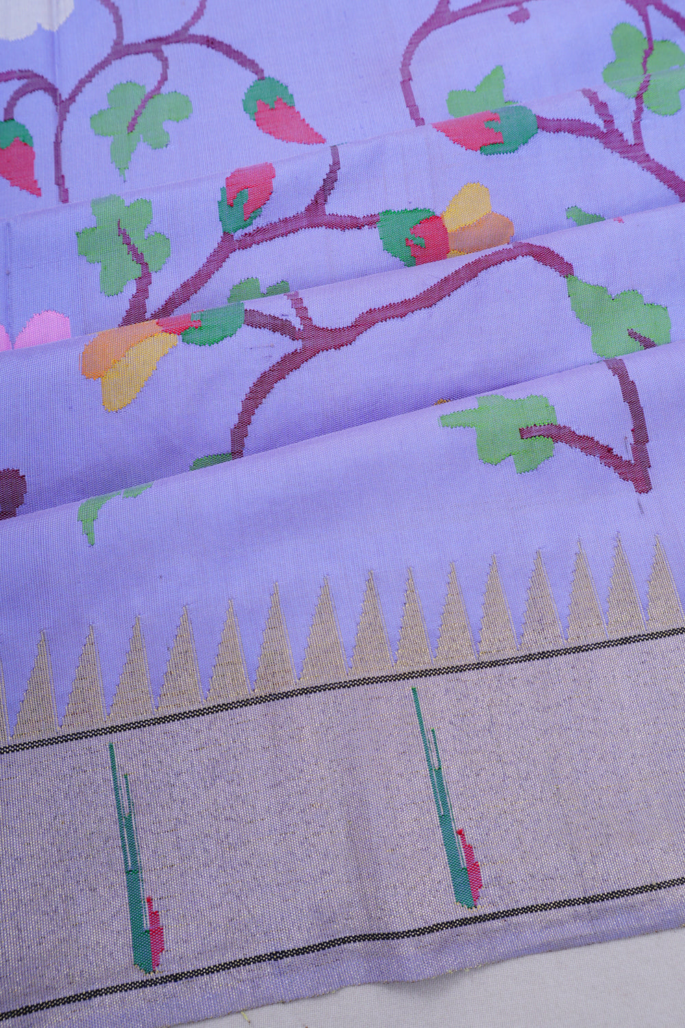 Paithani Silk All Over Jaal Pastel Blue Saree With Single Muniya Border
