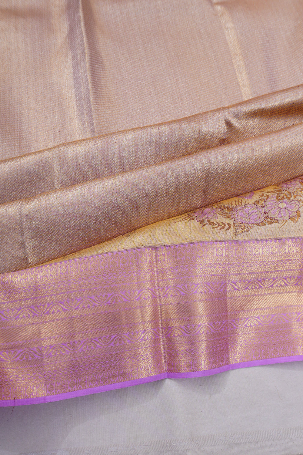 Taranga Kanchi Silk Tissue Brocade Lavender Saree