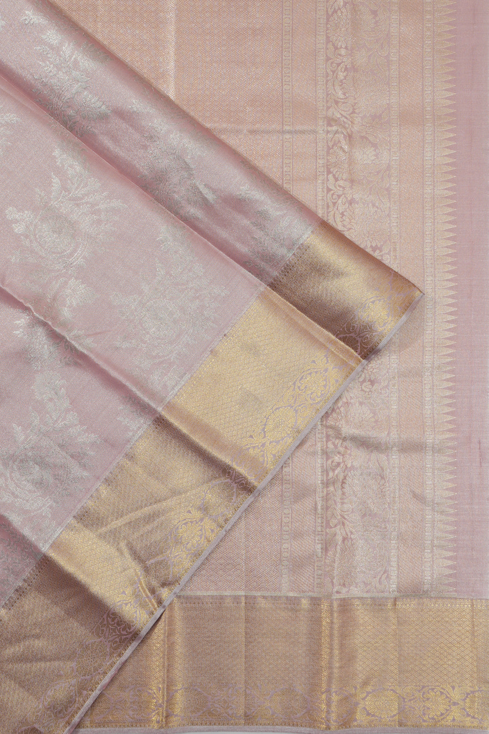 Taranga Kanchi Silk Tissue Jaal Pink Saree