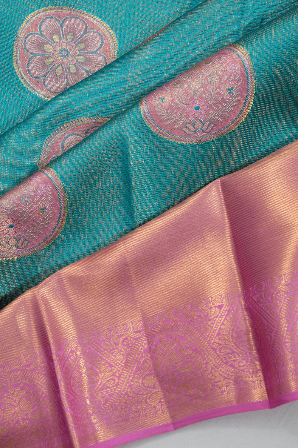 Taranga Kanchi Silk Tissue Butta Blue Saree