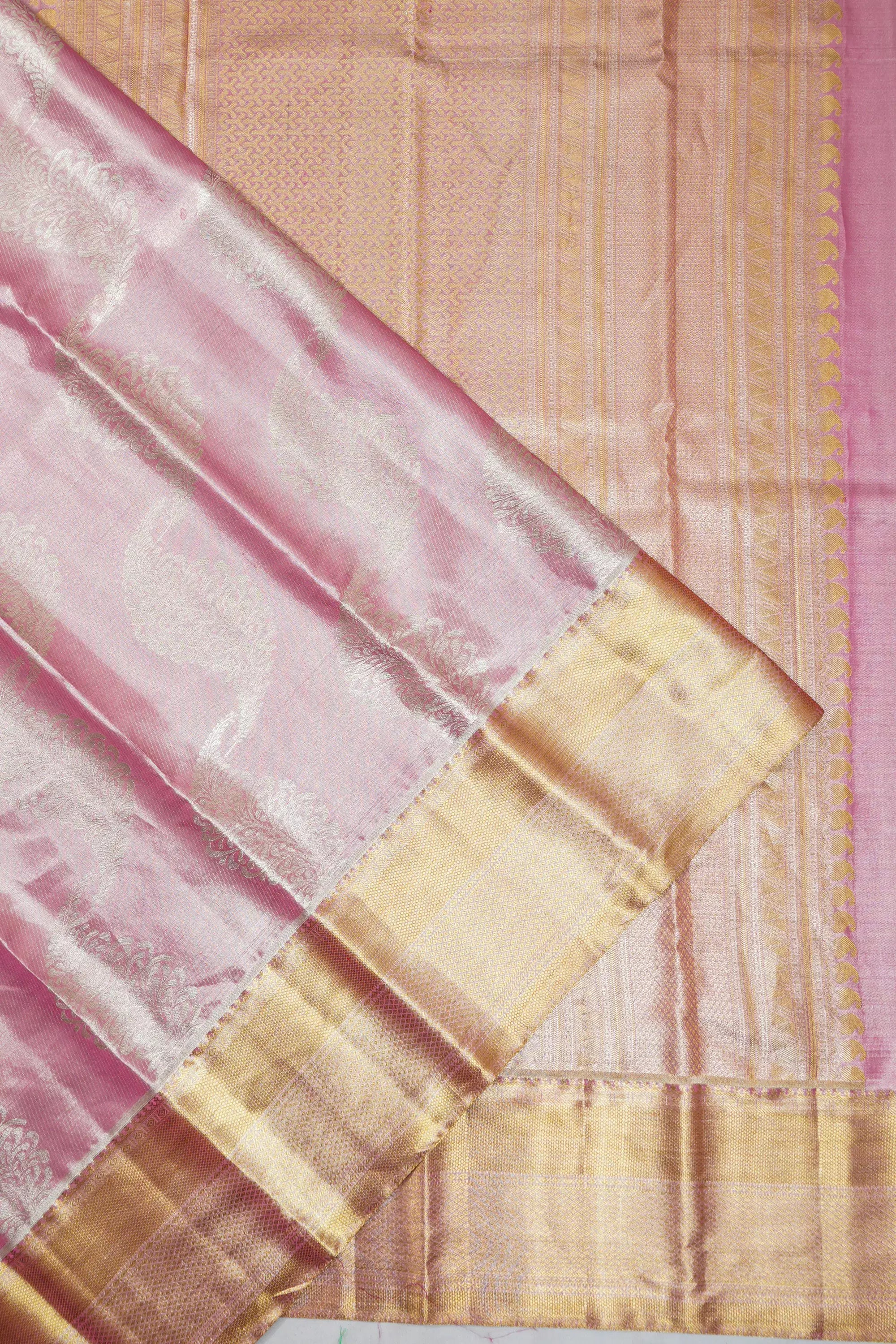 Taranga Kanchi Silk Tissue Brocade Baby Pink Saree