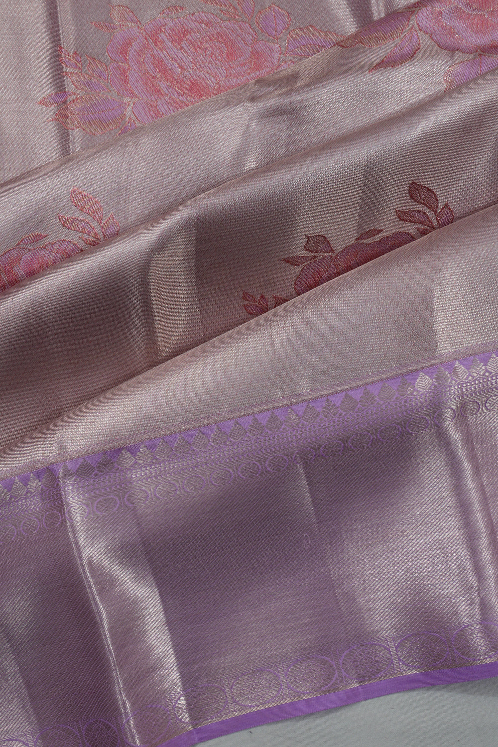 Taranga Kanchi Silk Tissue Butta Silver Saree