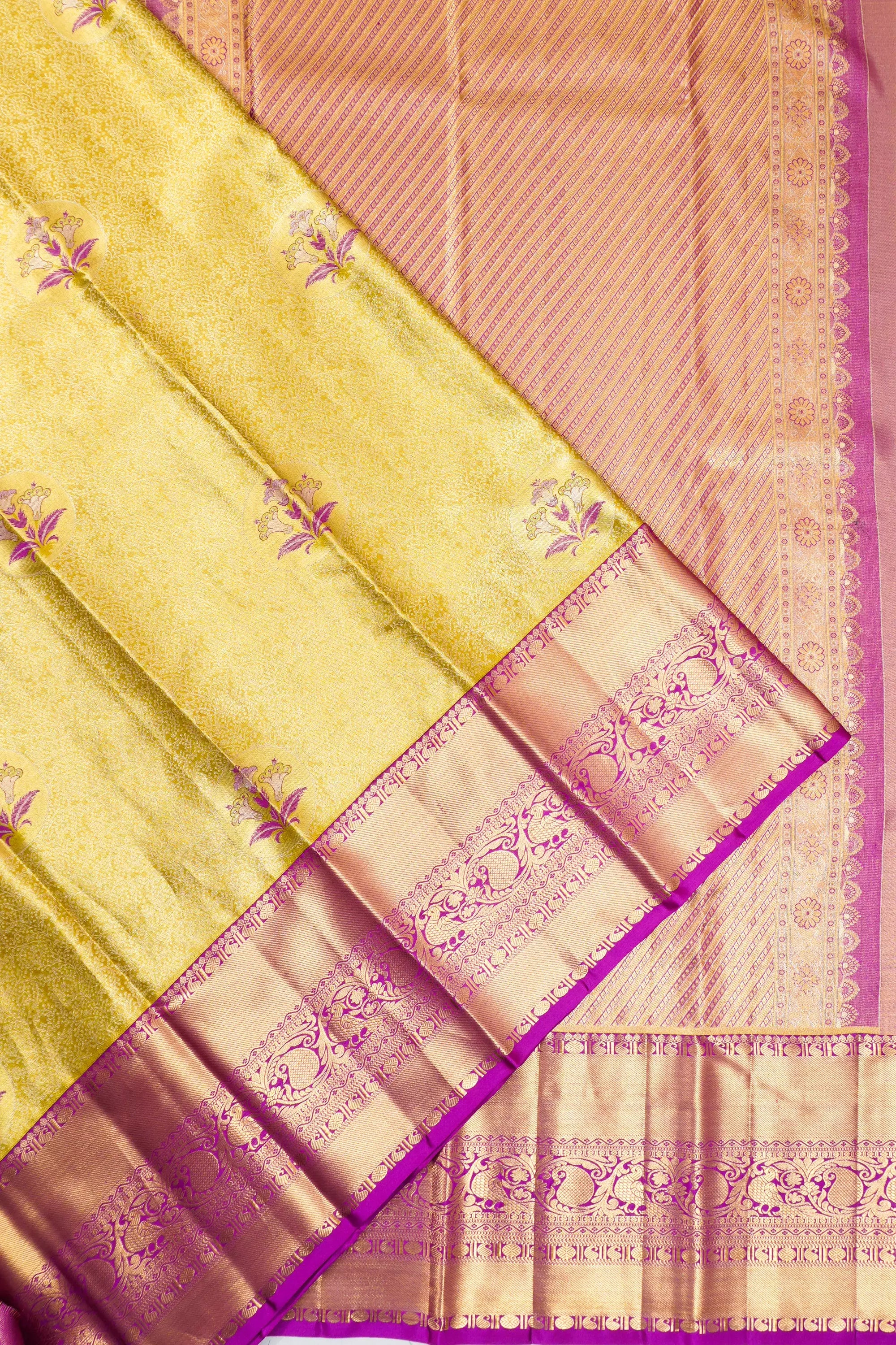 Taranga Kanchi Silk Tissue Brocade Pastel Green Saree