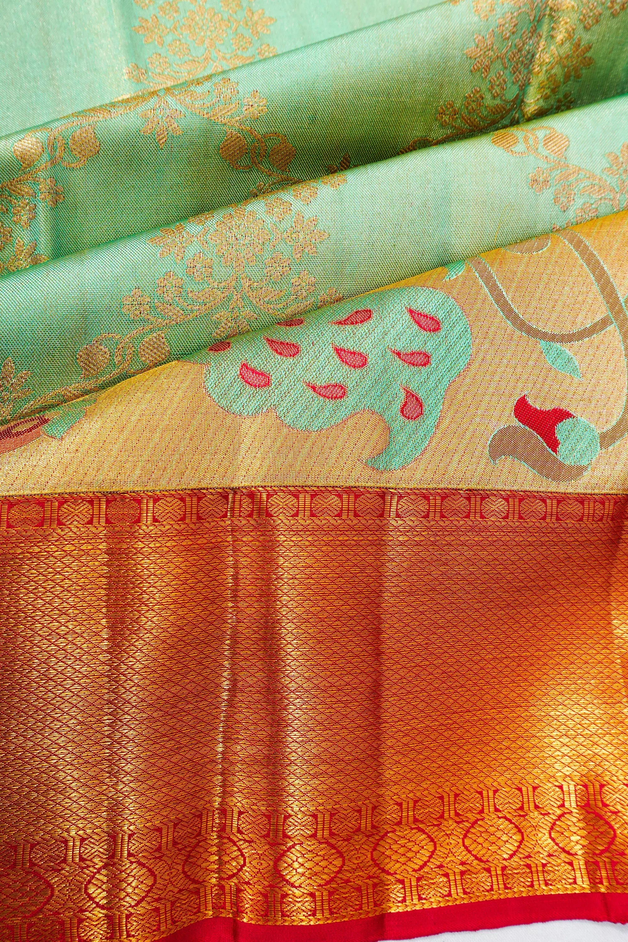 Taranga Kanchi Silk Tissue Brocade Ice Blue Saree