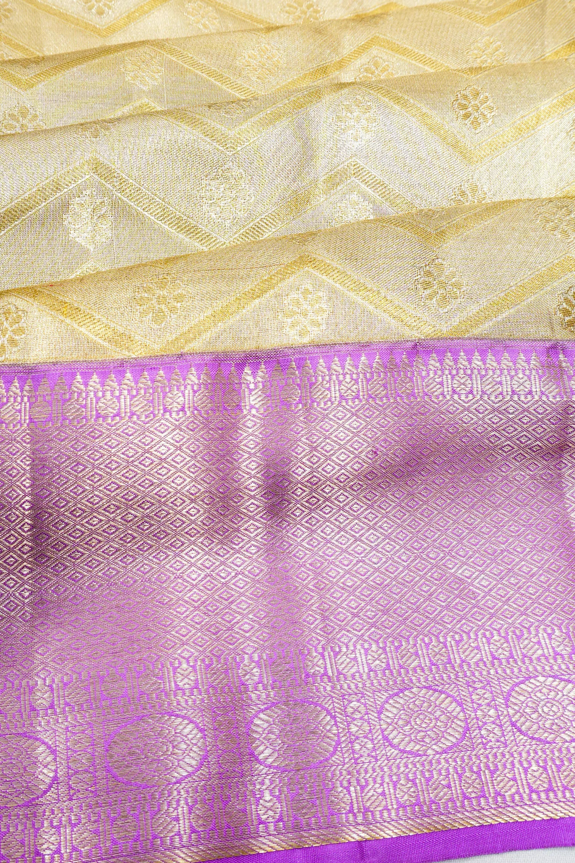 Taranga Kanchi Silk Tissue Brocade Gold Saree