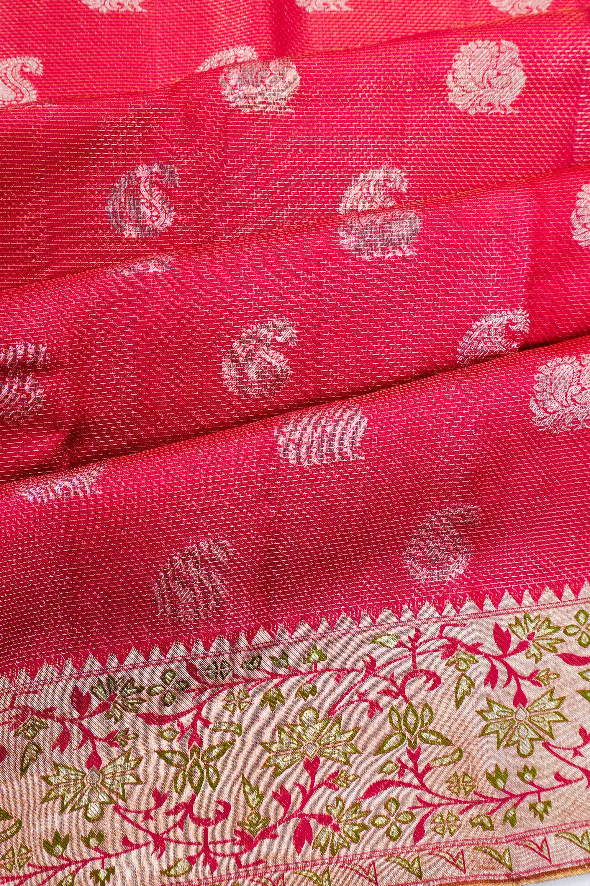 Taranga Kanchi Silk Brocade Red Saree