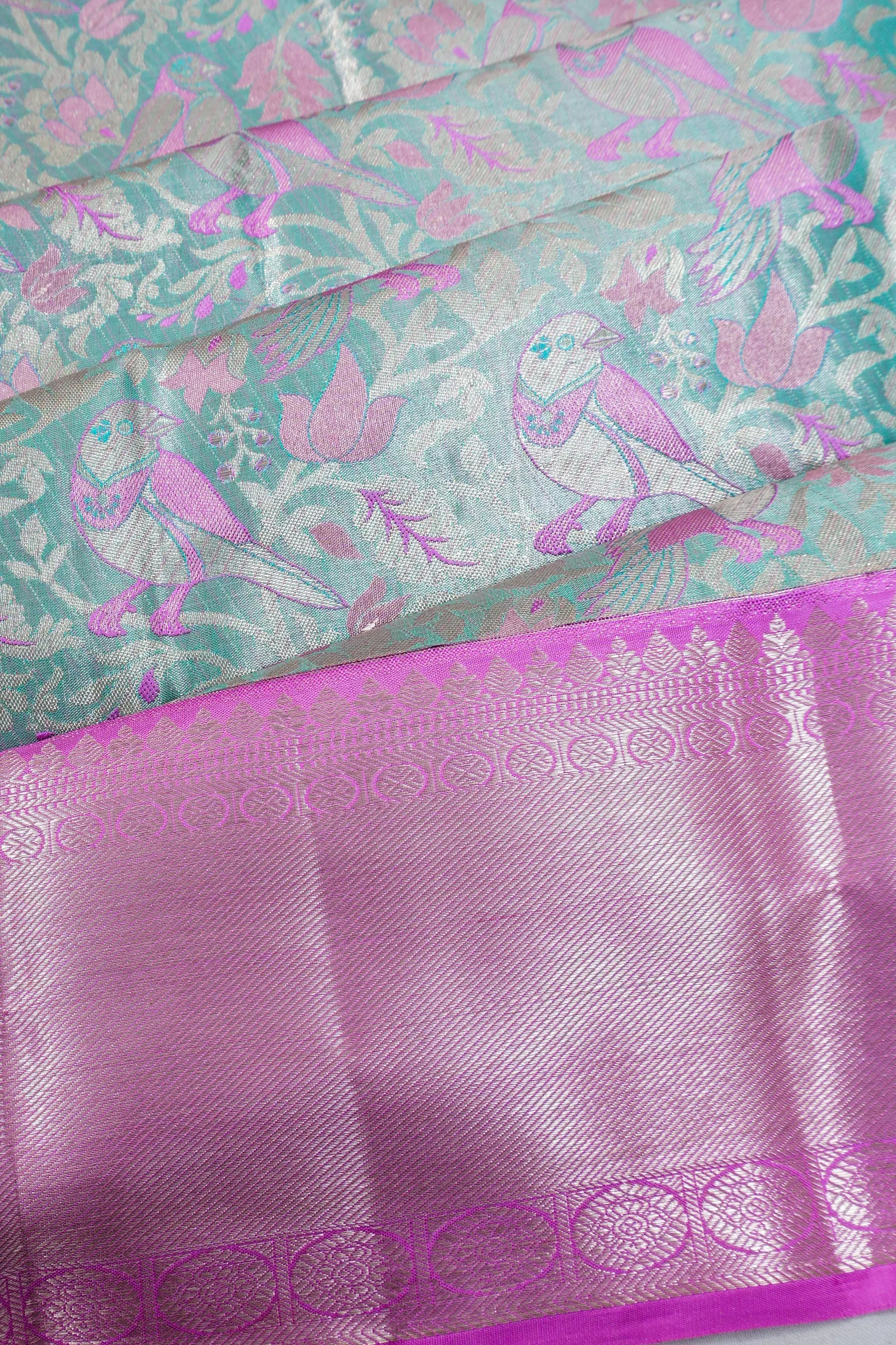 Taranga Kanchi Silk Tissue Brocade Ice Blue Saree