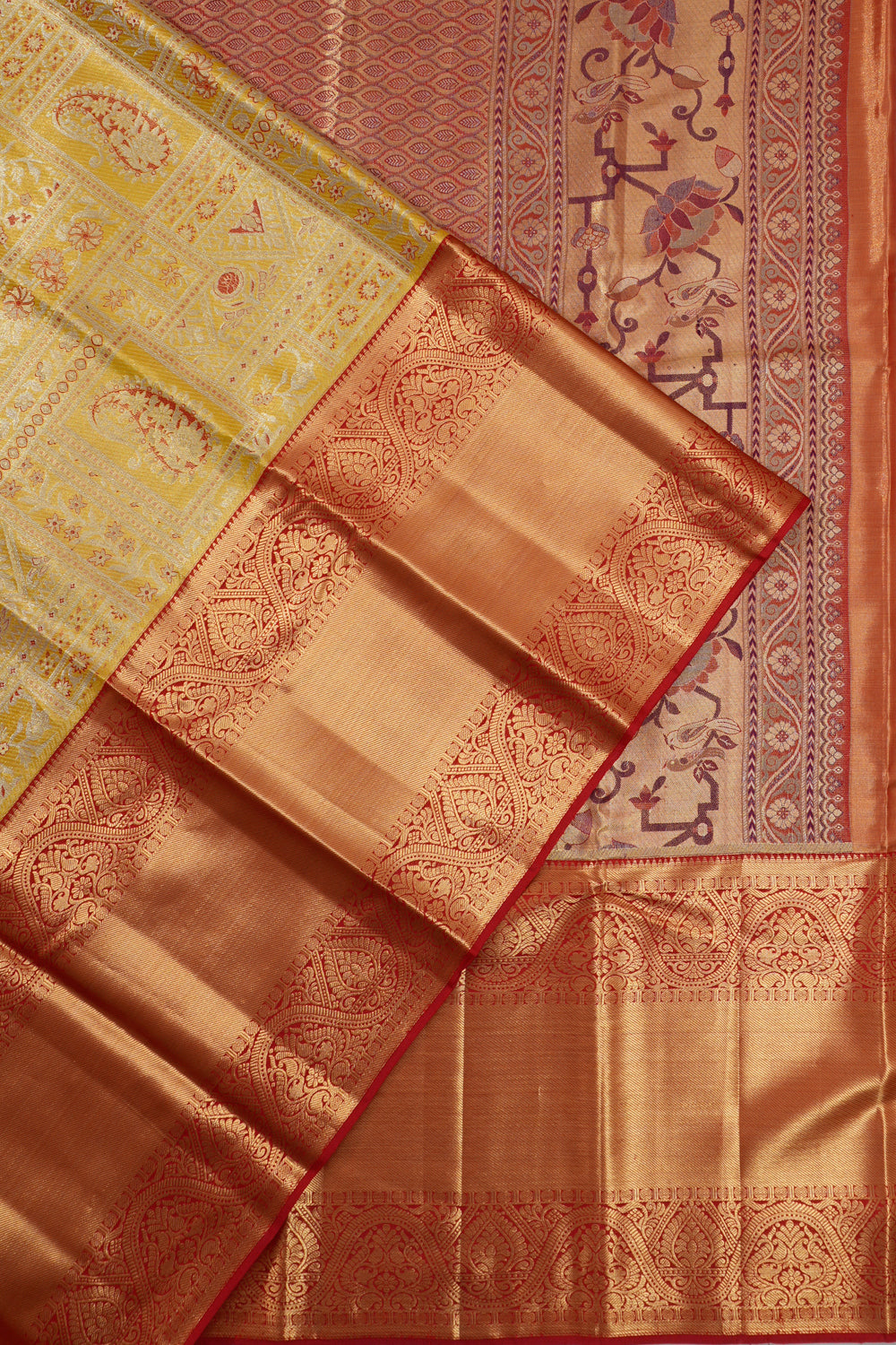 Taranga Kanchi Silk Tissue Brocade Gold Saree