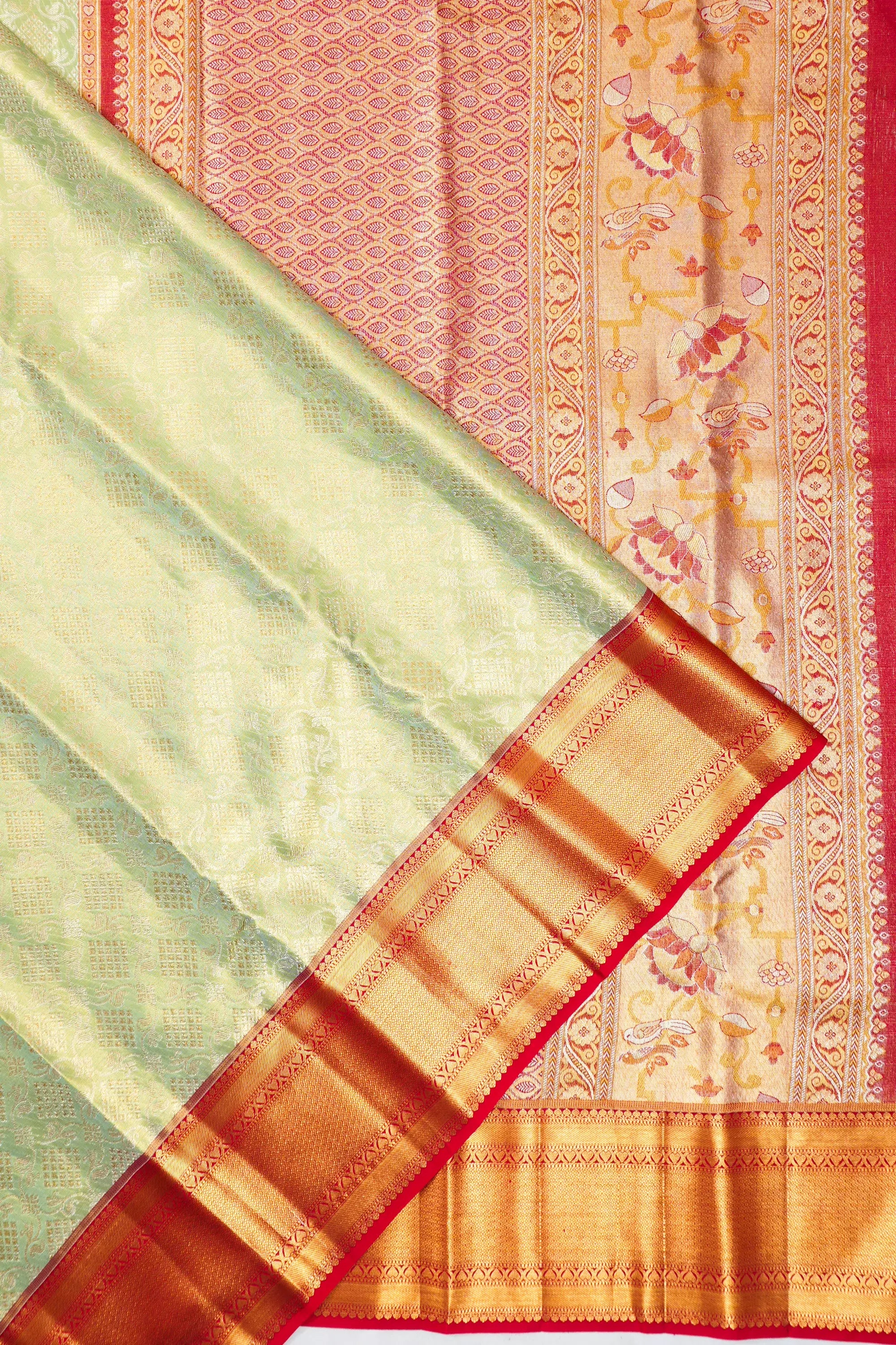 Taranga Kanchi Silk Tissue Brocade Sea Green Saree